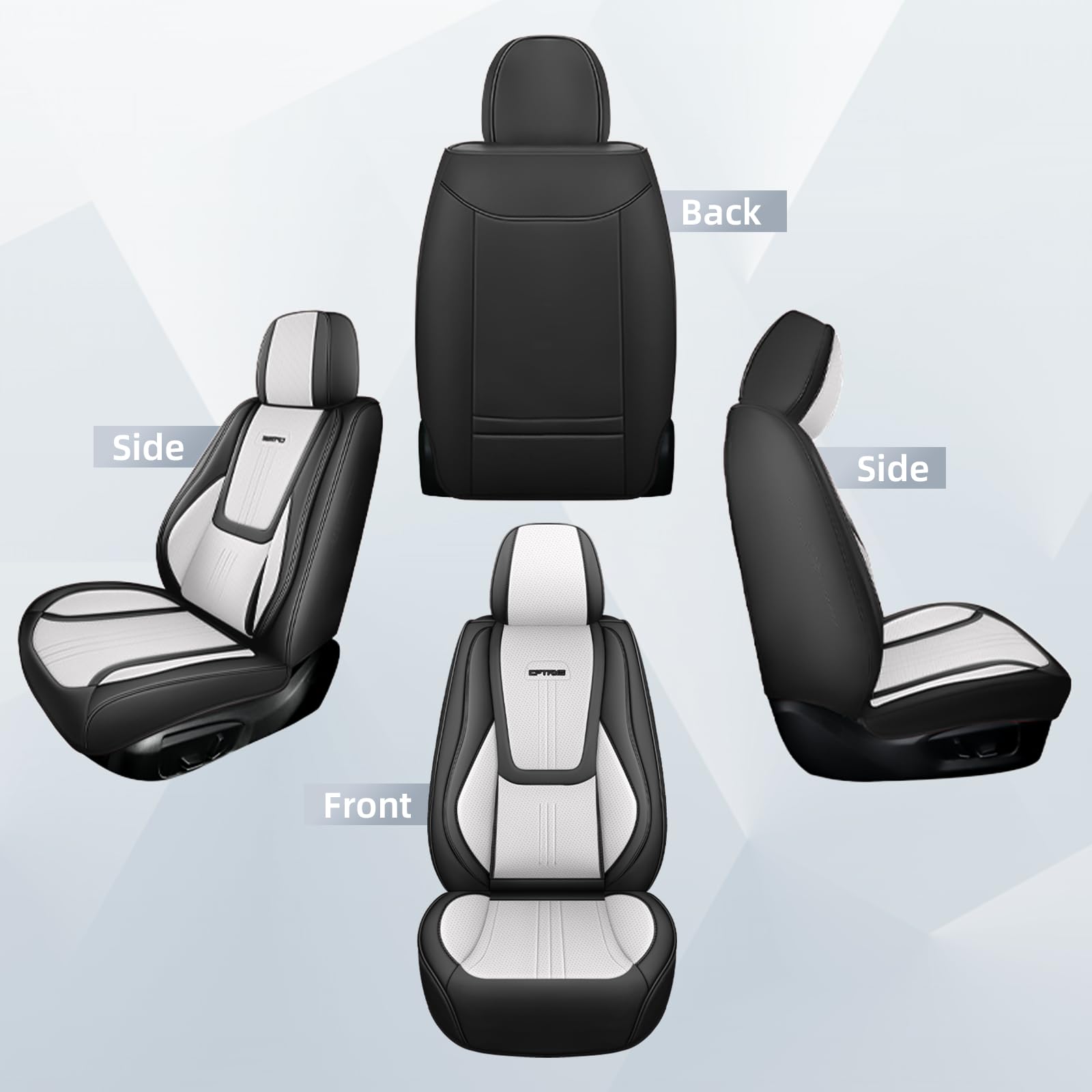 Premium Waterproof Leather Car Seat Covers Full Set (5-Piece) - Front & Back Seat Protectors for Most Vehicles - Luxury Black & Gray Car Interior Accessories for Comfort & Style - Perfect for Daily Commute, Road Trips & Family Protection