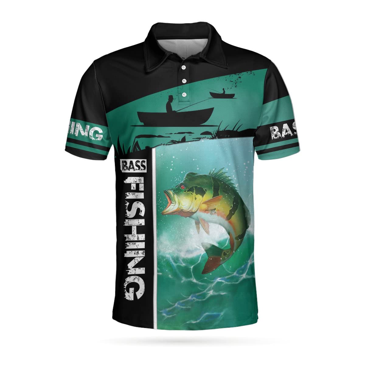 HYPERFAVOR Men's Stylish Bass Fishing Polo Shirt - Breathable Short Sleeve Collared Shirt for Fishing Enthusiasts - Perfect for Lake, River & Tournament Fishing