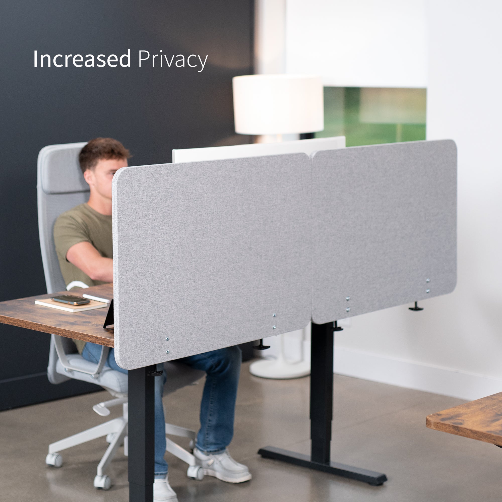 Gray Clamp-on/Screw-on Desk Privacy Panels (Set of 2) - Office Partition Screen for Workstation Privacy & Focus - Perfect for Open Offices, Cubicles & Home Workspaces