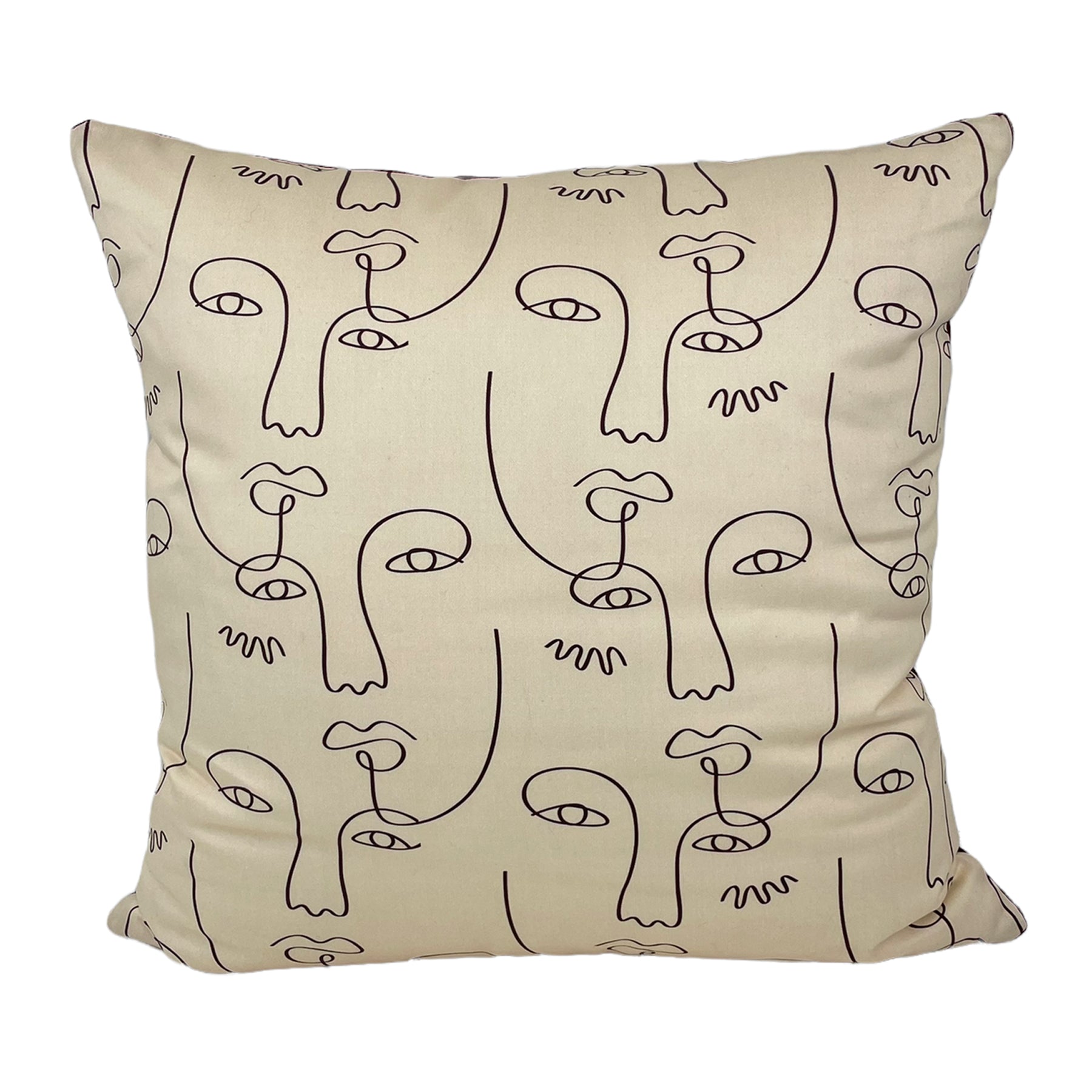 Line Art Faces Throw Pillow 22x22 - Modern Abstract Home Decor for Living Room, Bedroom & Office - Soft Decorative Cushion Cover