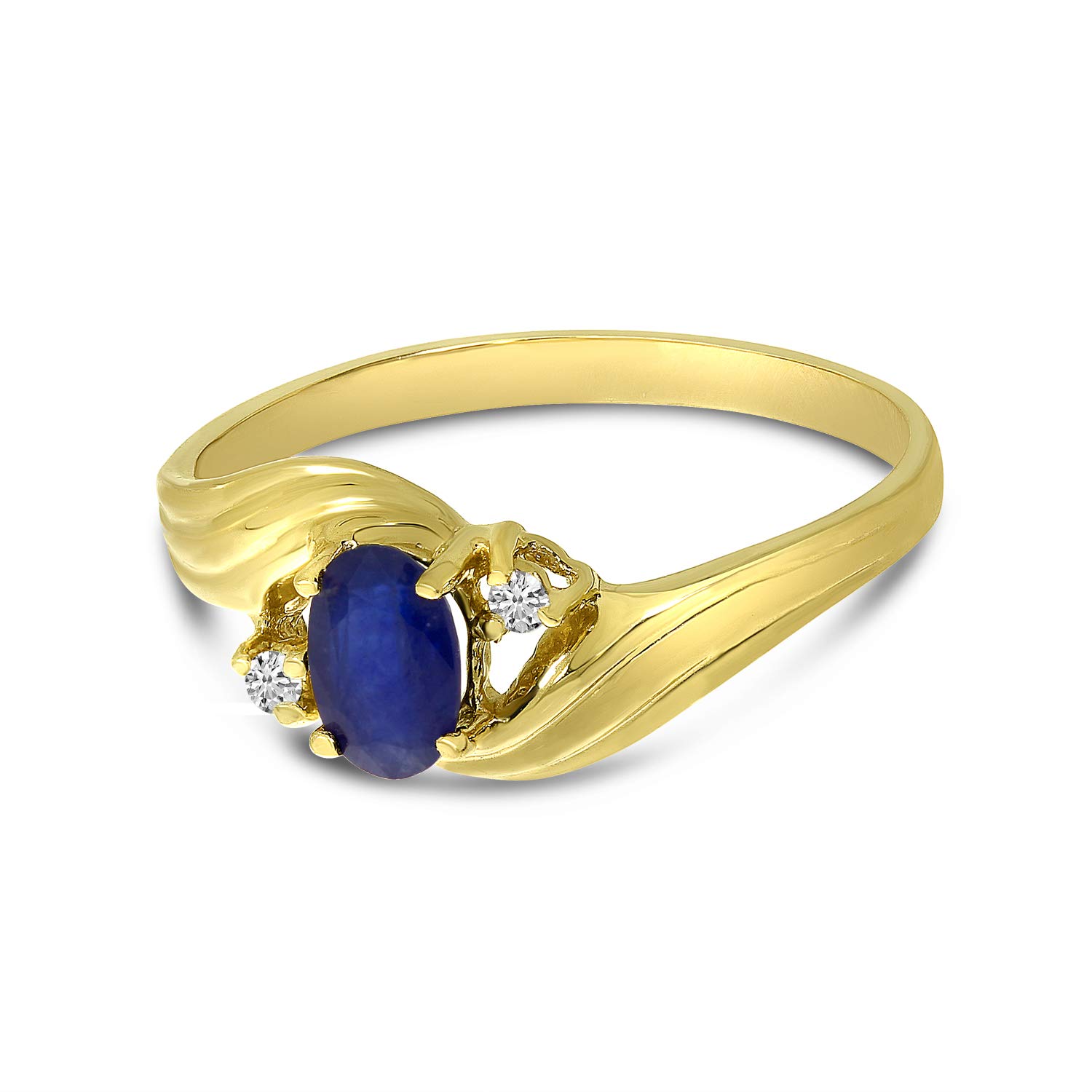 14K Yellow Gold Sapphire and Diamond Ring for Women - Elegant Engagement, Wedding, or Anniversary Jewelry Gift