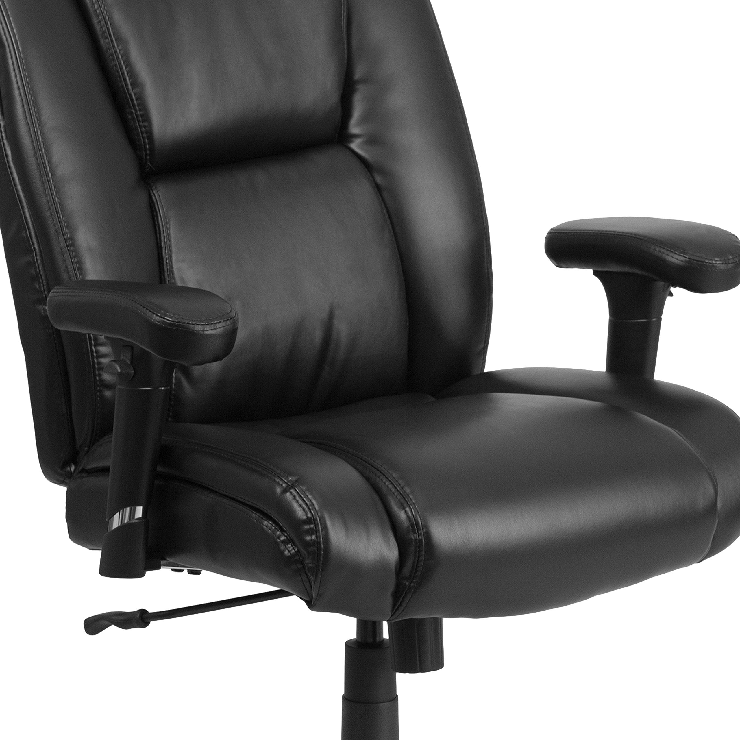 400 lb. Capacity Big & Tall Black LeatherSoft Adjustable Arm Ergonomic Office Chair - Heavy Duty Executive Desk Chair for Home & Business Use
