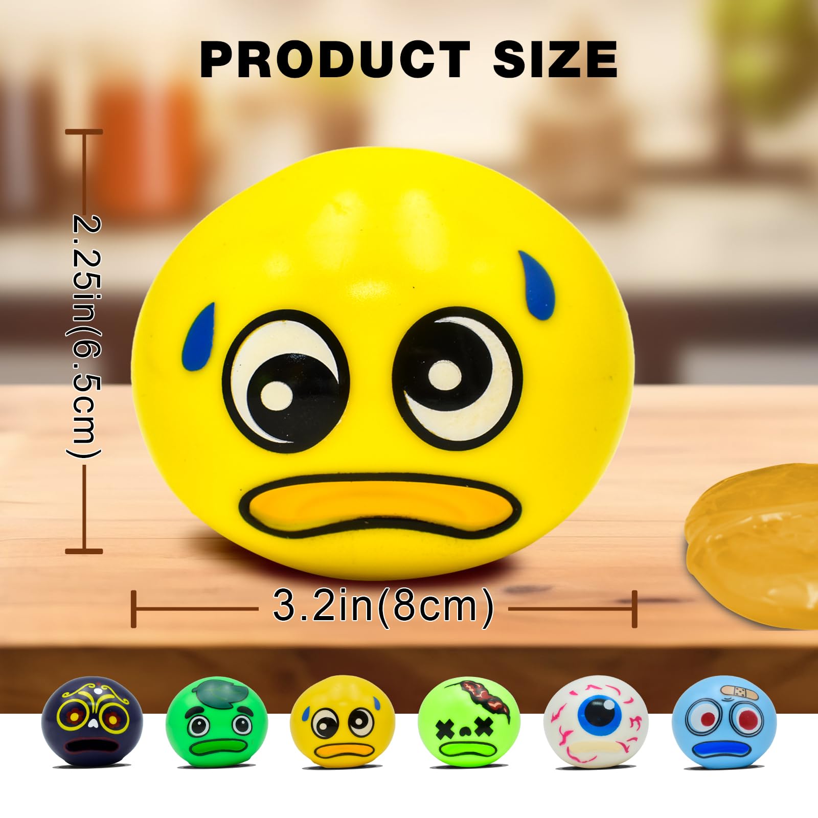 Slime Ups 3.2 Inch Round Stress Relief Ball - Squeeze Toy for Anxiety & Fidgeting - Fun Tricky Play Decompression Game (Sweaty Steve Style) - Perfect for Office, Classroom & ADHD Focus