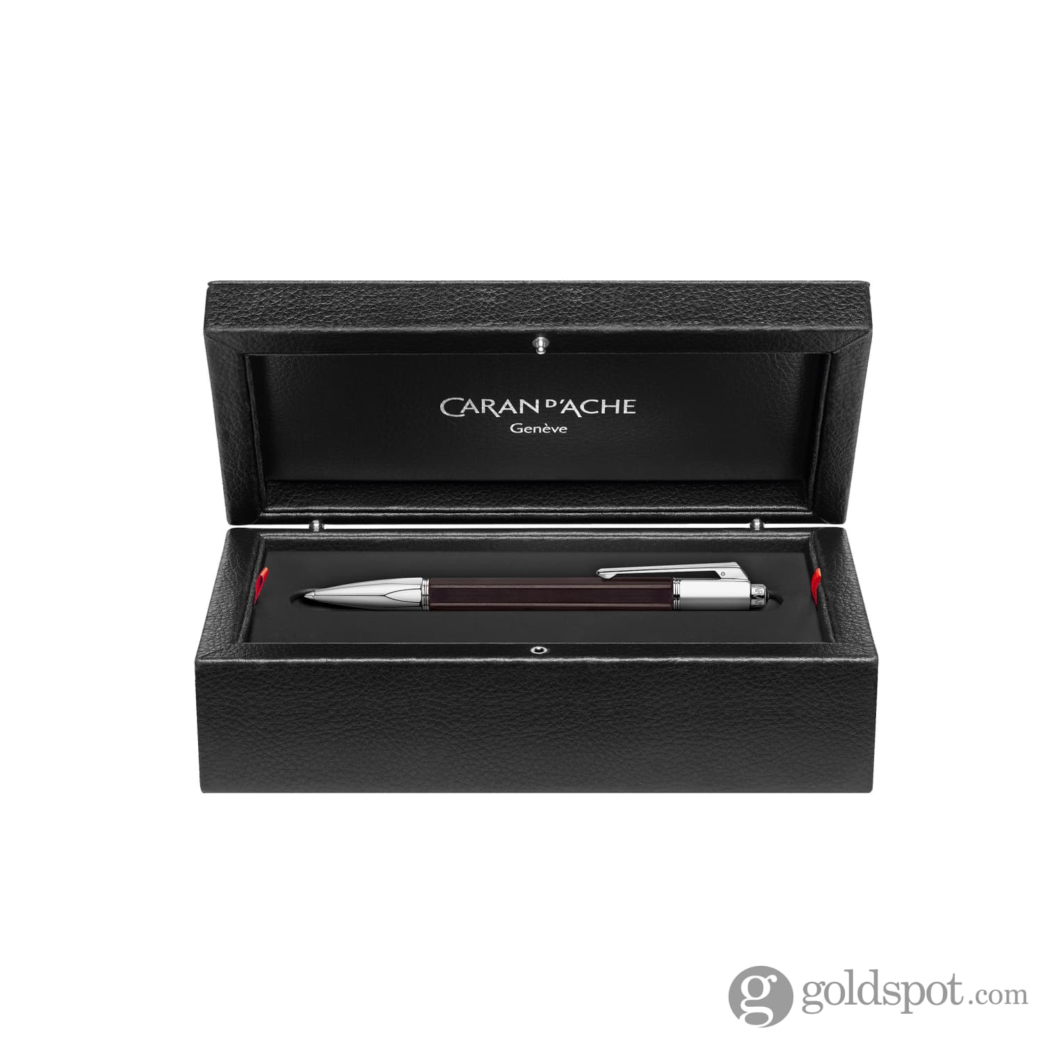 Luxury Caran d'Ache Varius Ebony Wood Ballpoint Pen with Silver Plated & Rhodium Coating - Premium Writing Instrument for Business Professionals, Gifts & Collectors