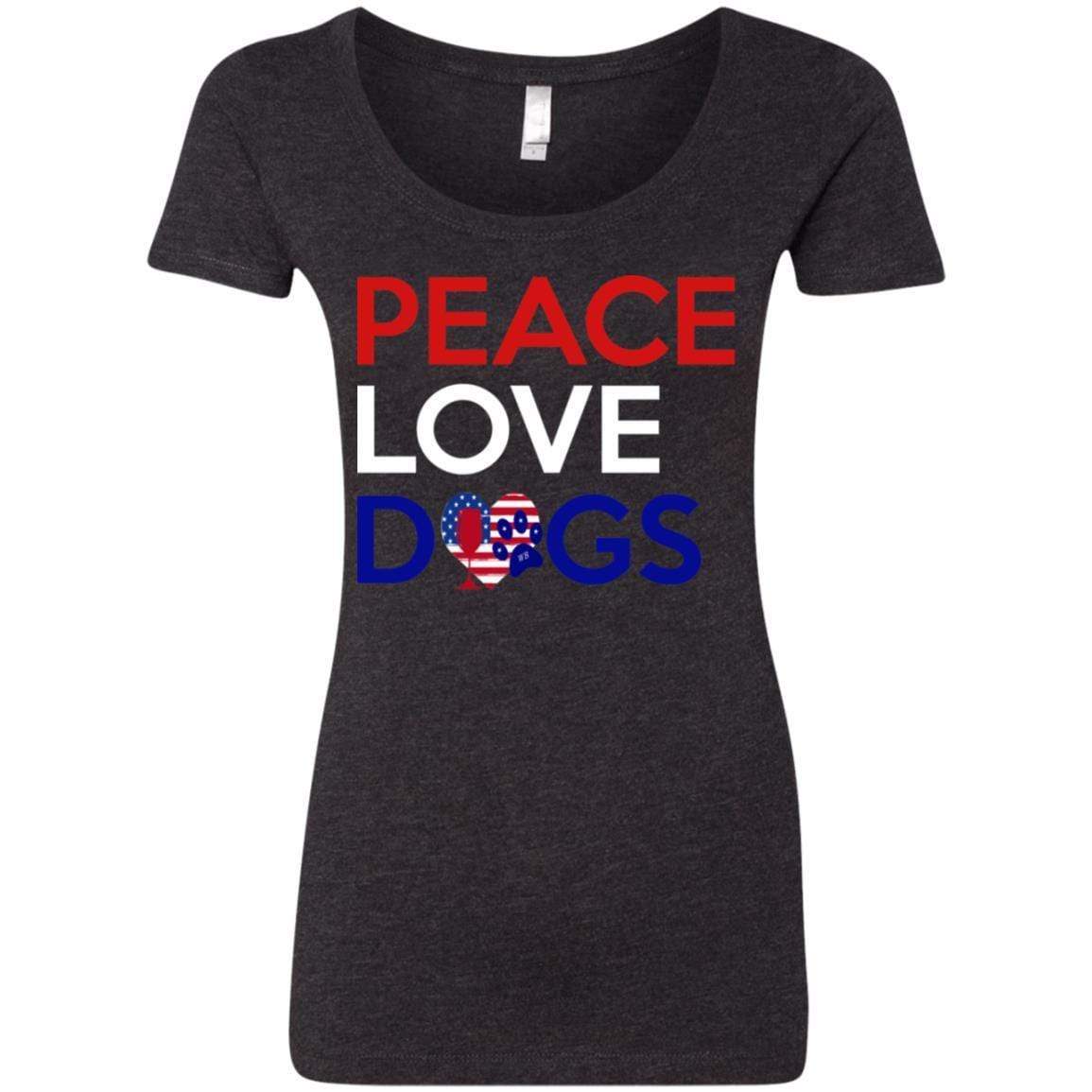 Peace Love Dogs Ladies' Triblend Scoop Neck T-Shirt - Soft Comfortable Women's Graphic Tee for Dog Lovers - Perfect for Casual Wear, Dog Walks & Pet Lovers Outfits