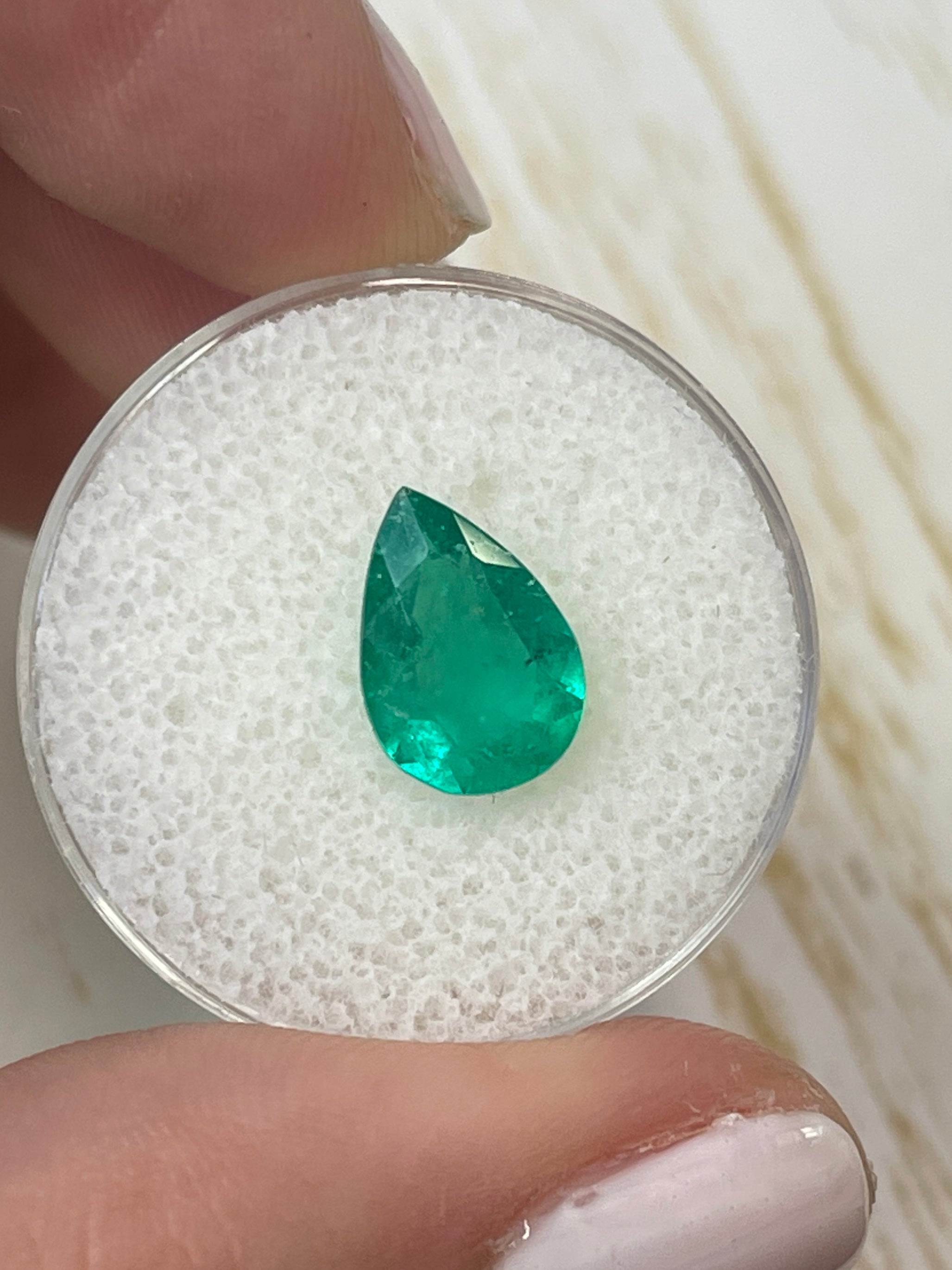 1.87 Carat Vivid Green Natural Loose Colombian Emerald Pear Cut Gemstone for Jewelry Making & Engagement Rings