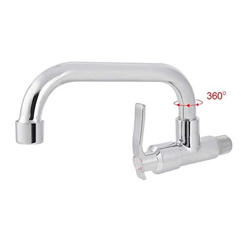 Wall Mount Kitchen Faucet - G1/2 Inch Cold Water Tap, 360° Rotating Silver Single Handle Sink Faucet for Washing Basin | Perfect for Home Kitchen & Laundry Utility | Durable & Stylish for Everyday Use