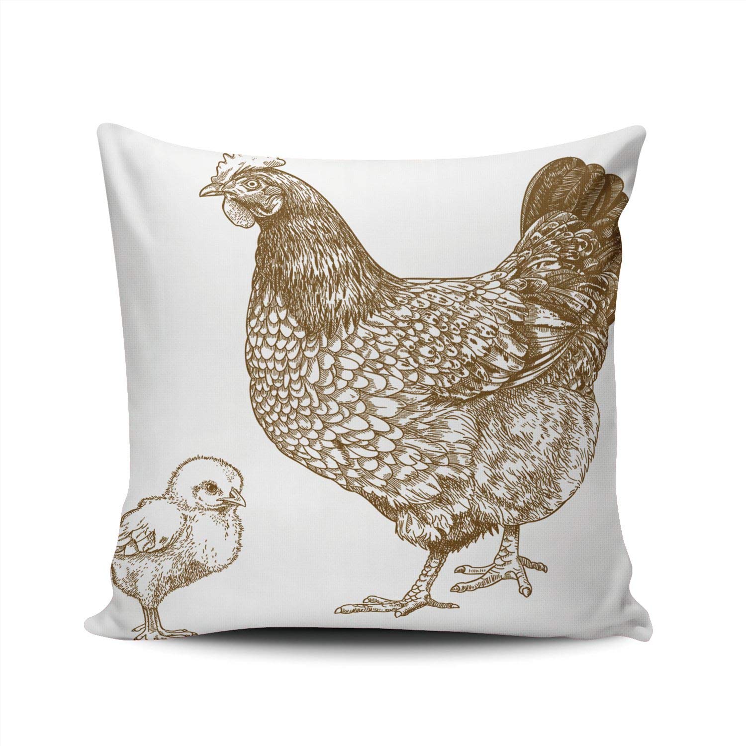 Chicken and Chick Printed Pillow Cover - 20x20 Inches Square Throw Pillow Case with Hidden Zipper, Double-Sided Decorative Design | Perfect for Farmhouse Decor, Nursery Accents & Cozy Home Styling