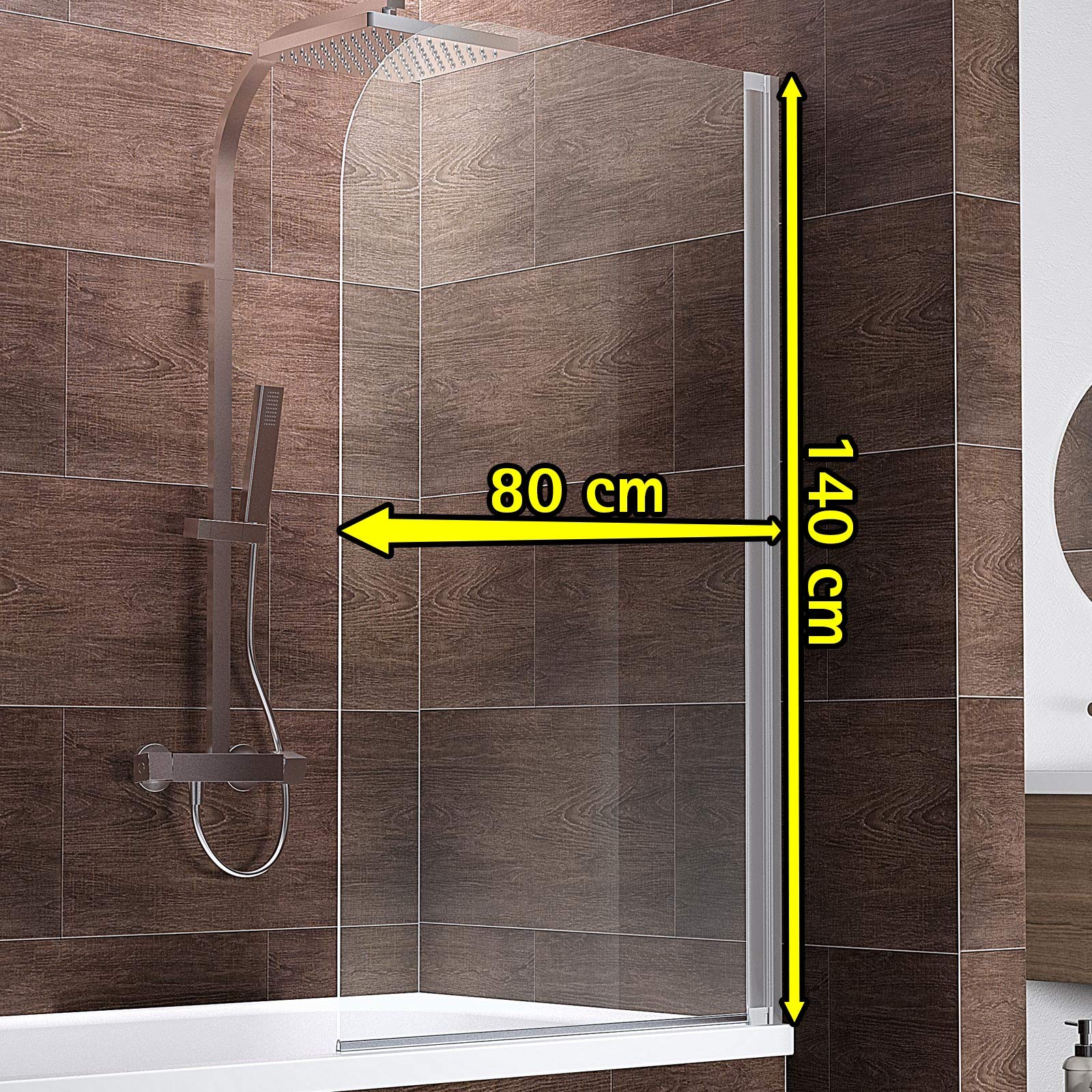 No-Drill Schulte Shower Screen - 80 x 140cm 5mm Clear Safety Glass - Self-Adhesive Bathroom Partition for Bathtub - Perfect for Easy Installation & Space-Saving Bathroom Renovations