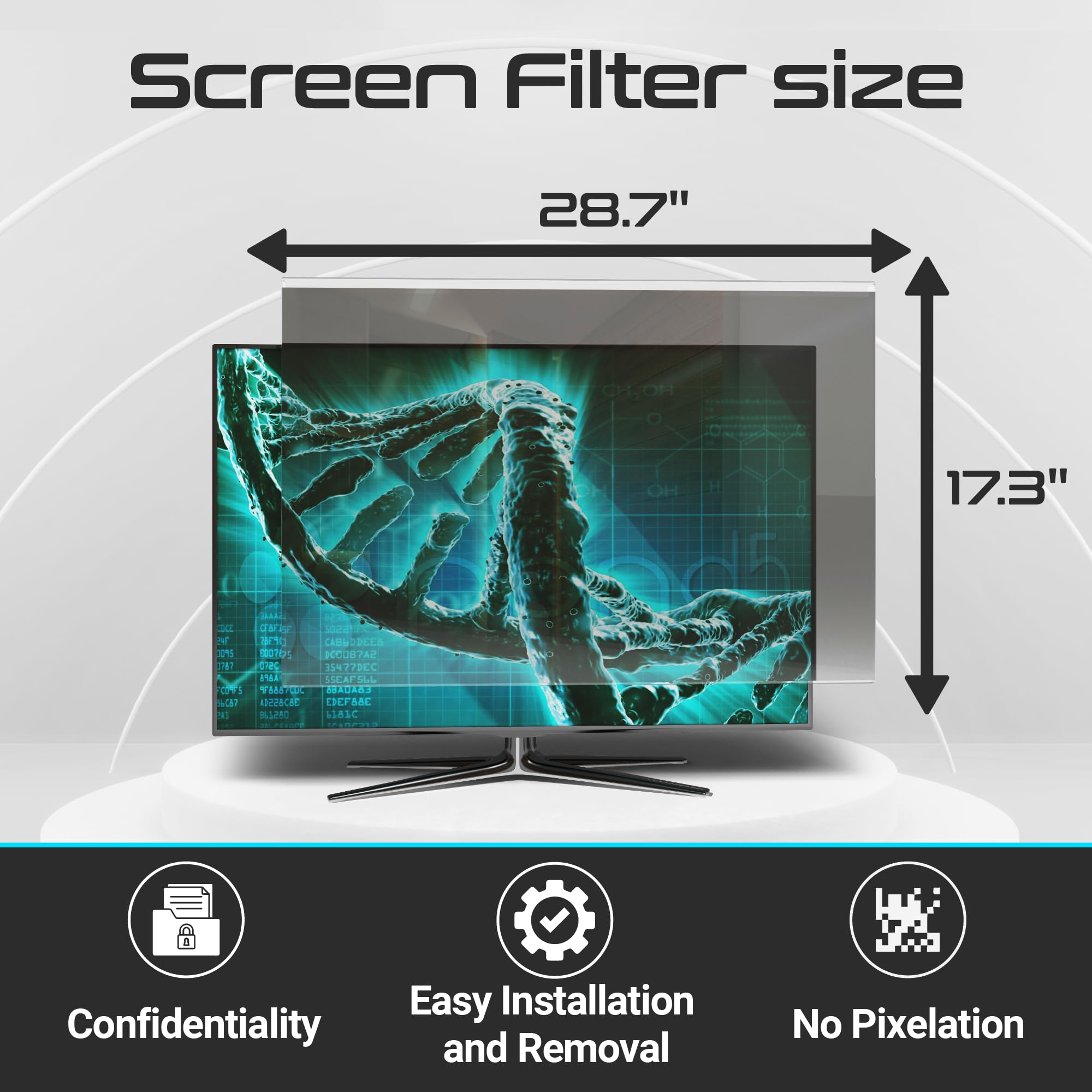 EZ-Pro 32 Inch Computer Monitor Privacy Screen Protector - Anti Blue Light Filter, Easy Installation (17.3