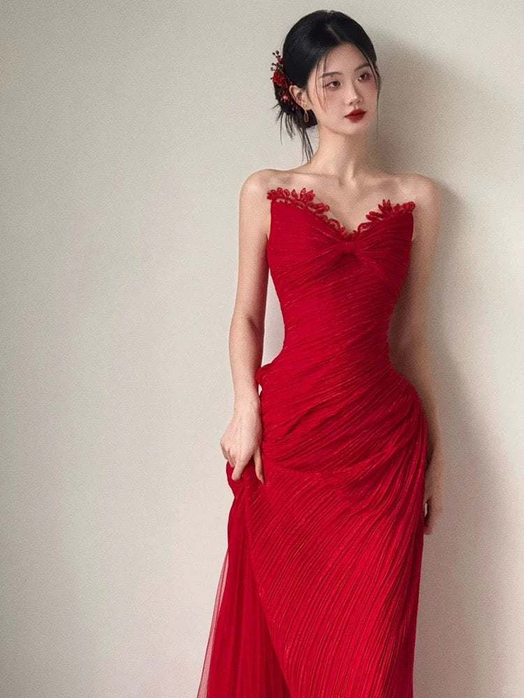 Elegant Mermaid Red Evening Dress for Women - Sexy Formal Party Gown J6472 | Perfect for Prom, Cocktail Parties, Weddings & Special Occasions