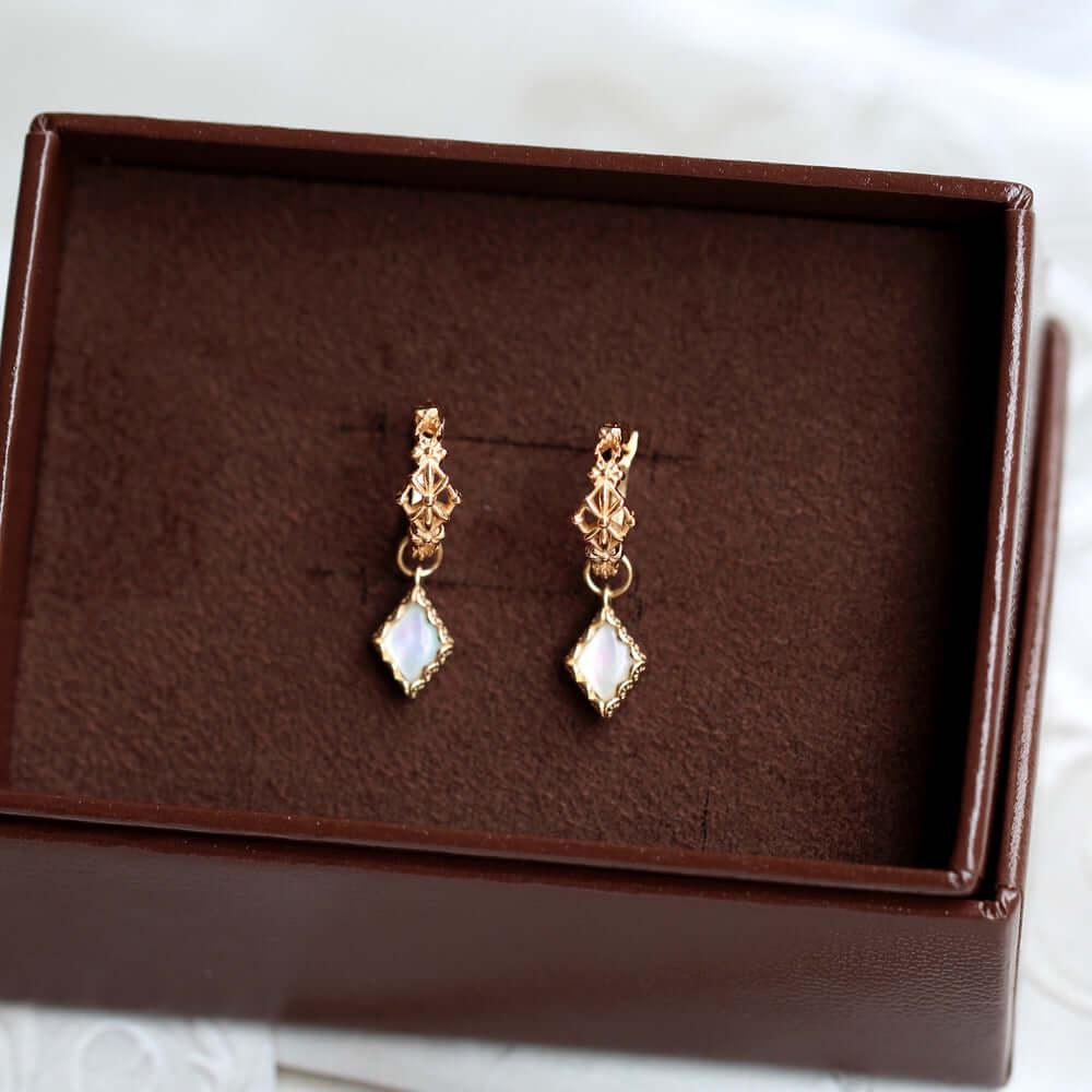 Celestial Brown Quartz Rhombus Drop Earrings for Women - Elegant Boho Jewelry Gift | Perfect for Parties, Weddings & Date Nights