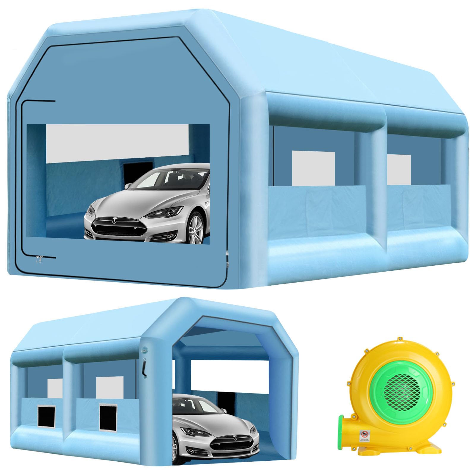 LVAOSTT 16.5x11x8.2FT Inflatable Paint Booth - Portable Spray Booth with Air Filter System for DIY Car Painting, Motorcycle & Vehicle Detailing | Perfect for Garage, Workshop & Outdoor Spray Painting Projects