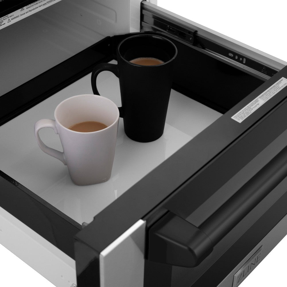 ZLINE Autograph Edition 24-Inch Built-In Microwave Drawer - 1.2 cu ft Stainless Steel with Matte Black Accents (MWDZ 1 H MB) - Perfect for Modern Kitchens, Small Spaces & Luxury Home Upgrades