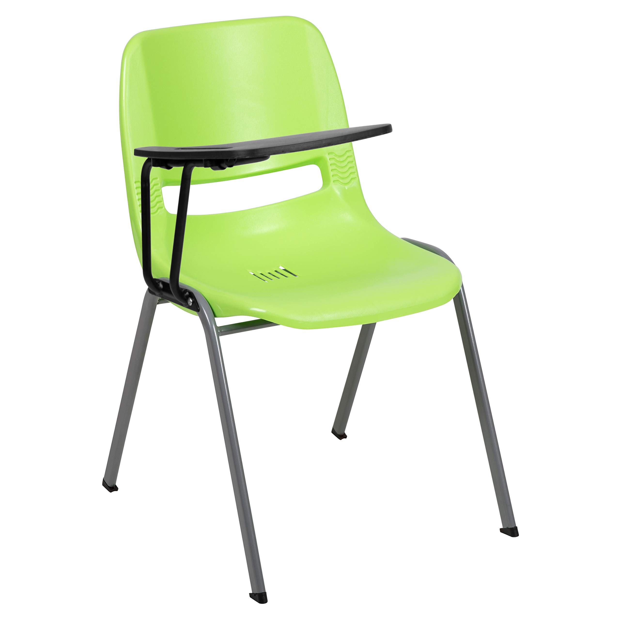 EMMA + OLIVER Green Ergonomic Shell Chair with Right-Handed Flip-Up Tablet Arm - Comfortable Office Desk Chair for Home & Work - Perfect for Conference Rooms, Study Areas & Small Spaces