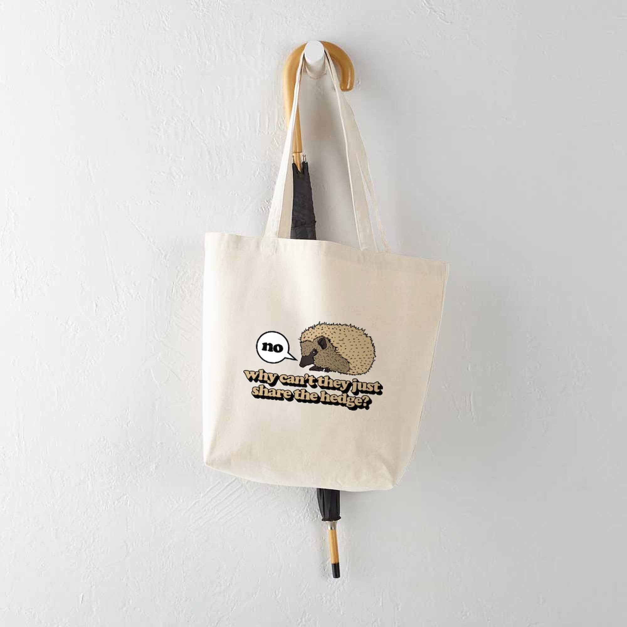 Eco-Friendly Natural Canvas Tote Bag - Reusable Shopping Bag with Hedgehog Design | Perfect for Groceries, Beach Trips & Daily Use
