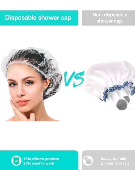 50Pcs Disposable Shower Caps - Large Thick Waterproof Hair Spa Caps for Women & Travel | Clear Plastic Bath Caps for Salon, Hotel & Home Use