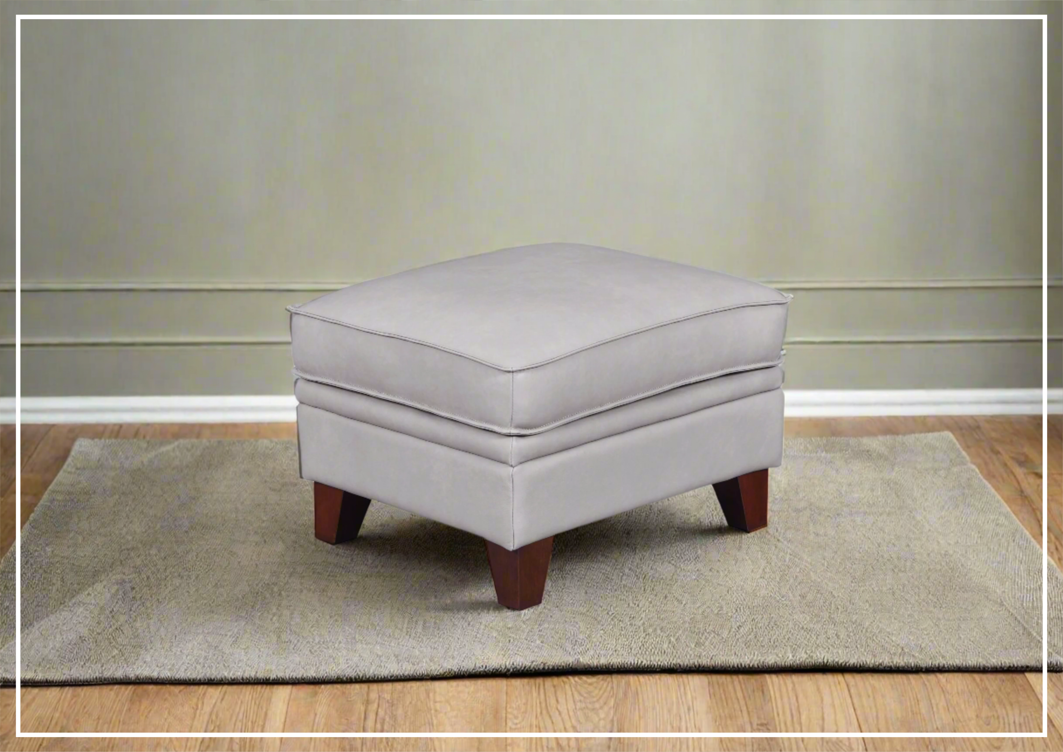 Gio Italia Home Samson Genuine Leather Ottoman in Gray - Stylish Footrest & Extra Seating for Living Room, Bedroom, or Office