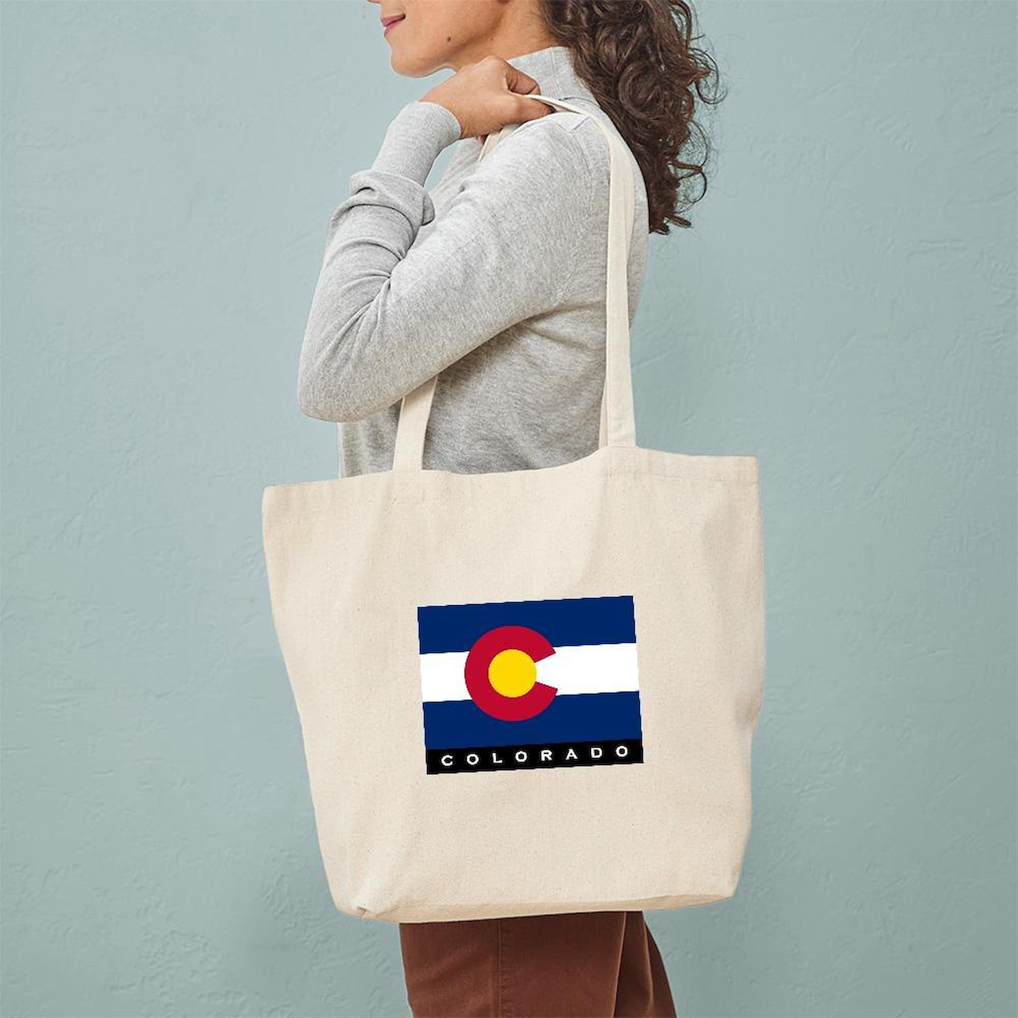 Colorado State Flag Tote Bag - Natural Canvas Reusable Shopping Bag for Groceries, Beach & Travel | Eco-Friendly Cotton Tote with Durable Handles