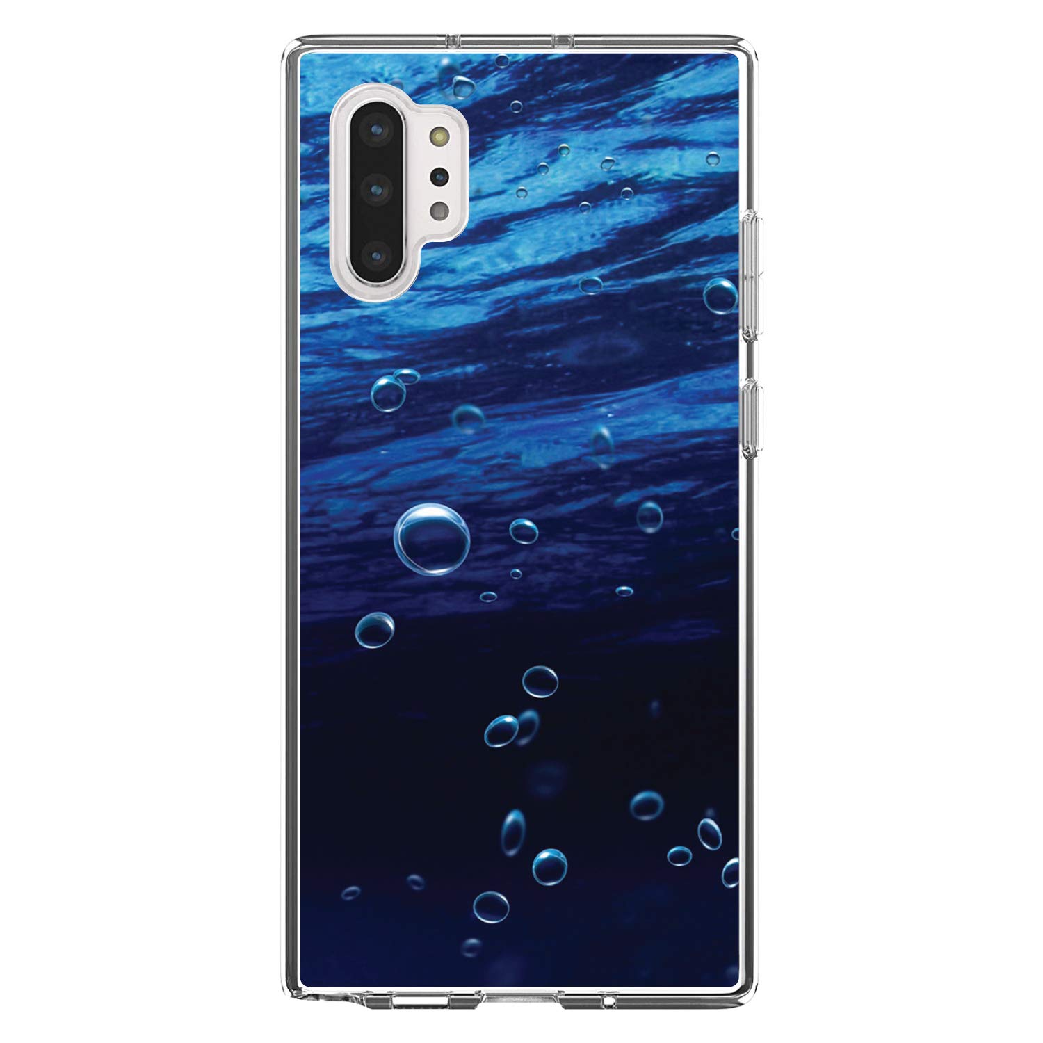 Premium Clear Shockproof Hybrid Case for Samsung Galaxy Note 10 Plus (6.8 Inch) - TPU Bumper with Acrylic Back & Tempered Glass Screen Protector - Water Bubbles Blue - Perfect for Daily Protection, Outdoor Activities & Travel