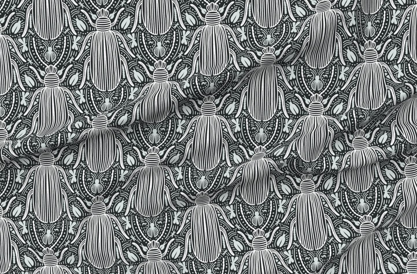 Vintage Bug Damask Insect Printed Satin Fabric by The Yard - Premium Sewing Material for Lining, Apparel, Fashion, Blankets & Home Decor - Perfect for DIY Projects, Quilting, and Upholstery