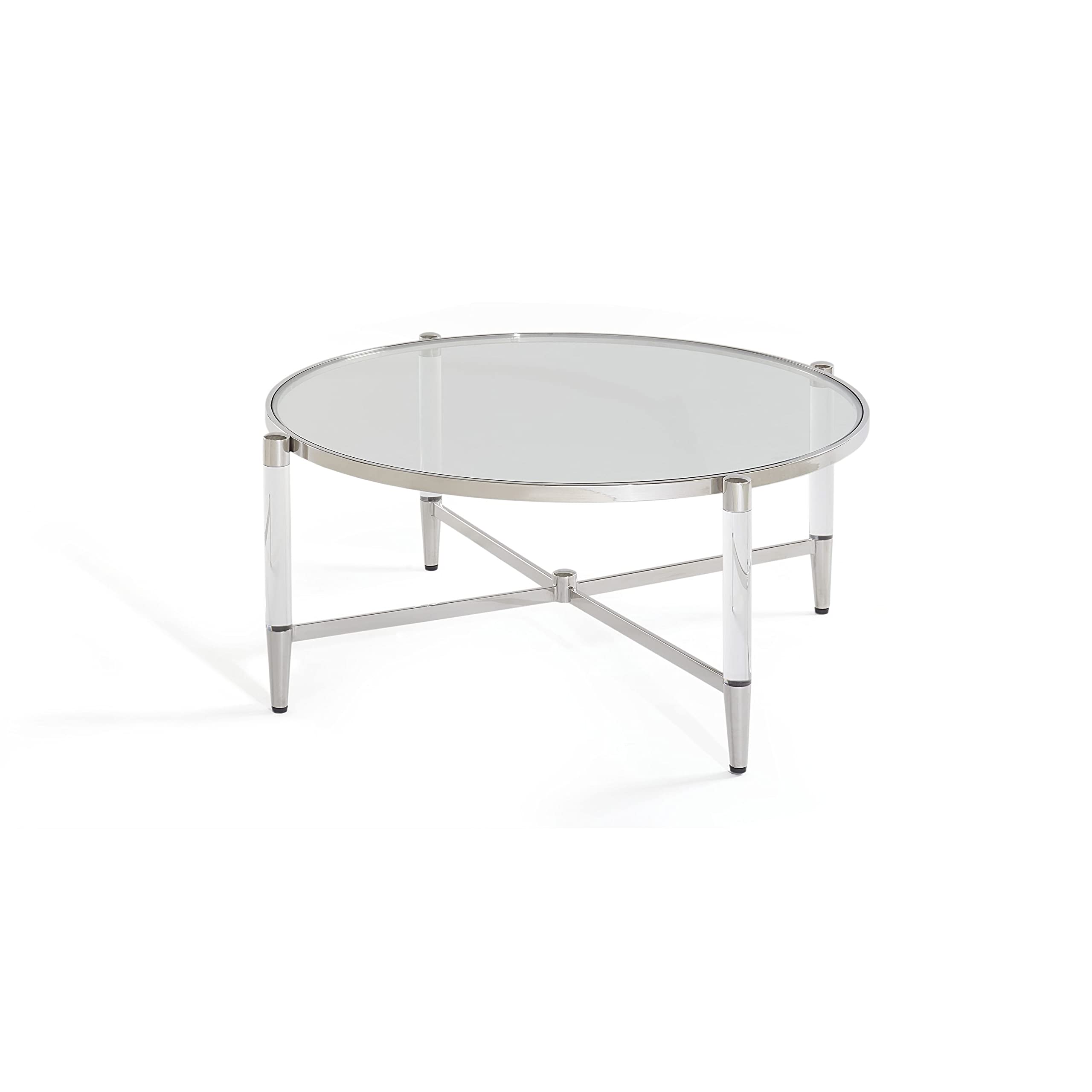Modern Round Coffee Table with White Marble Top - Marilyn Design for Living Room, Office & Lounge Areas - Stylish Center Table for Home Decor
