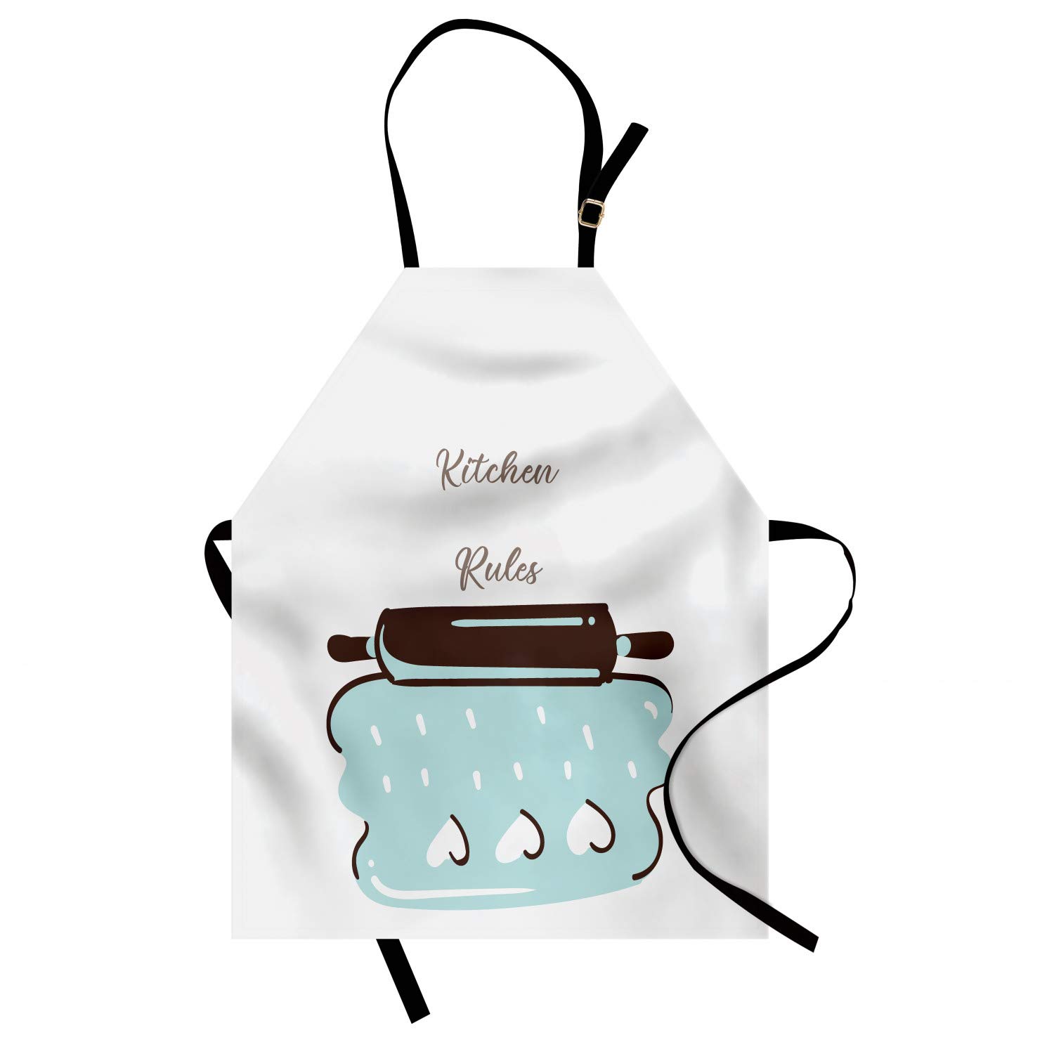 Ambesonne Personalized Chef Apron - Cartoon Baking & Cooking Design with Colorful Rolling Pin & Heart Motif - Adjustable Unisex Kitchen Bib for Adults - Pale Seafoam Green | Perfect for Home Chefs, Baking Enthusiasts & Cooking Gifts