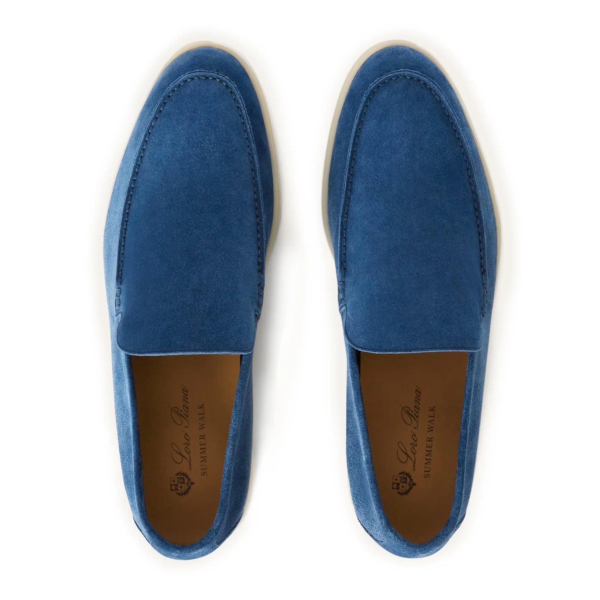 Loro Piana Men's Summer Walk Suede Loafers in Cobalt Ink - Comfortable Slip-On Shoes for Business Casual & Summer Outings