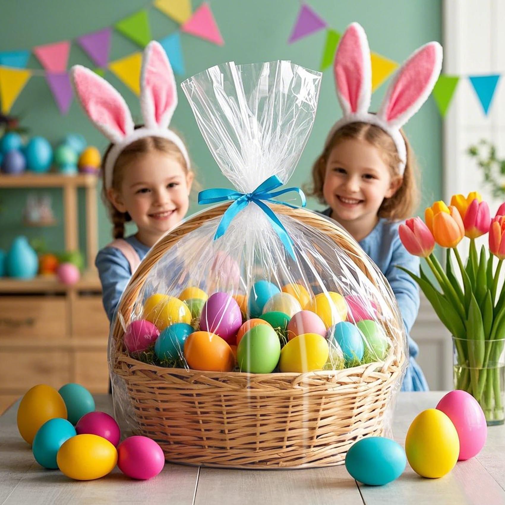 Extra Large Jumbo Shrink Wrap Cellophane Bags for Gift Baskets - 40x47 Inch Easter Basket Bags (10 Pack, XXXL) - Perfect for Holiday Gifts, Party Favors & Bulk Packaging