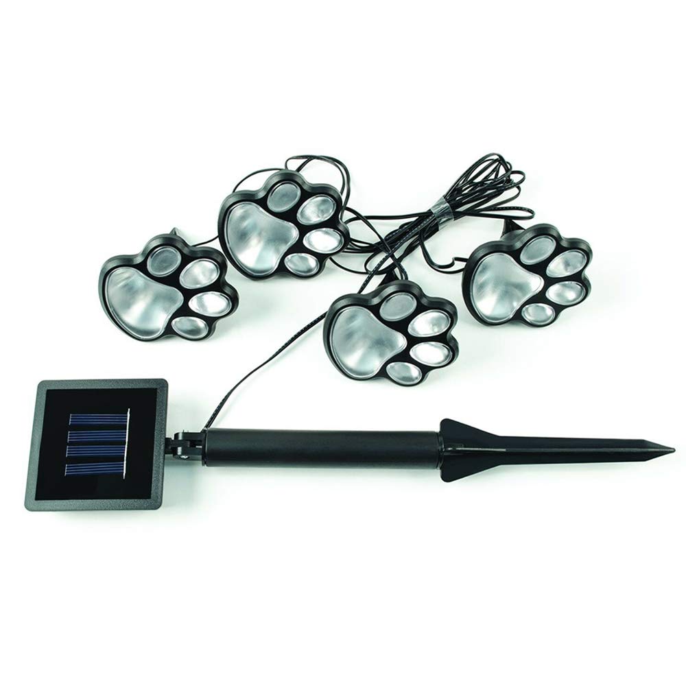 Solar Powered LED Garden Lights - Animal Paw Print Outdoor Path Lighting for Walkway, Landscape, Yard Decor (Cat & Puppy Design) | Weatherproof & Energy Efficient for Patio, Driveway, and Backyard Illumination