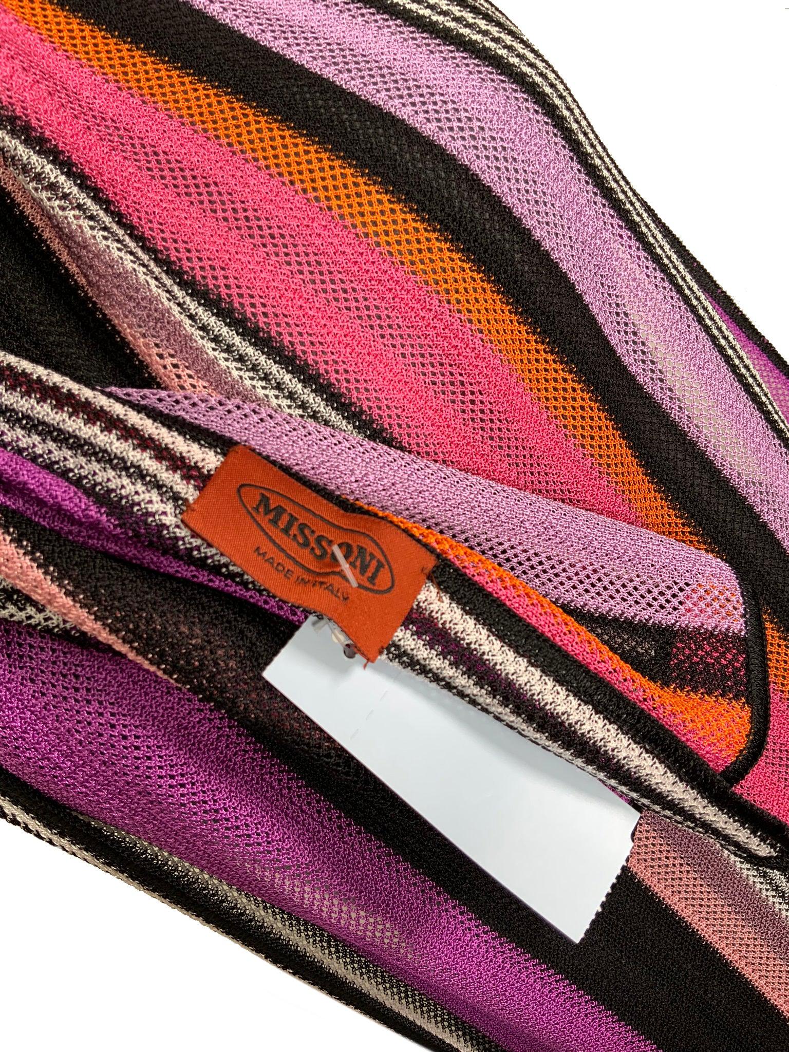 MISSONI Striped Silk Oblong Scarf - Luxury Fashion Accessory for Women, Elegant Wrap Shawl for Fall & Winter, Perfect for Office, Parties & Travel