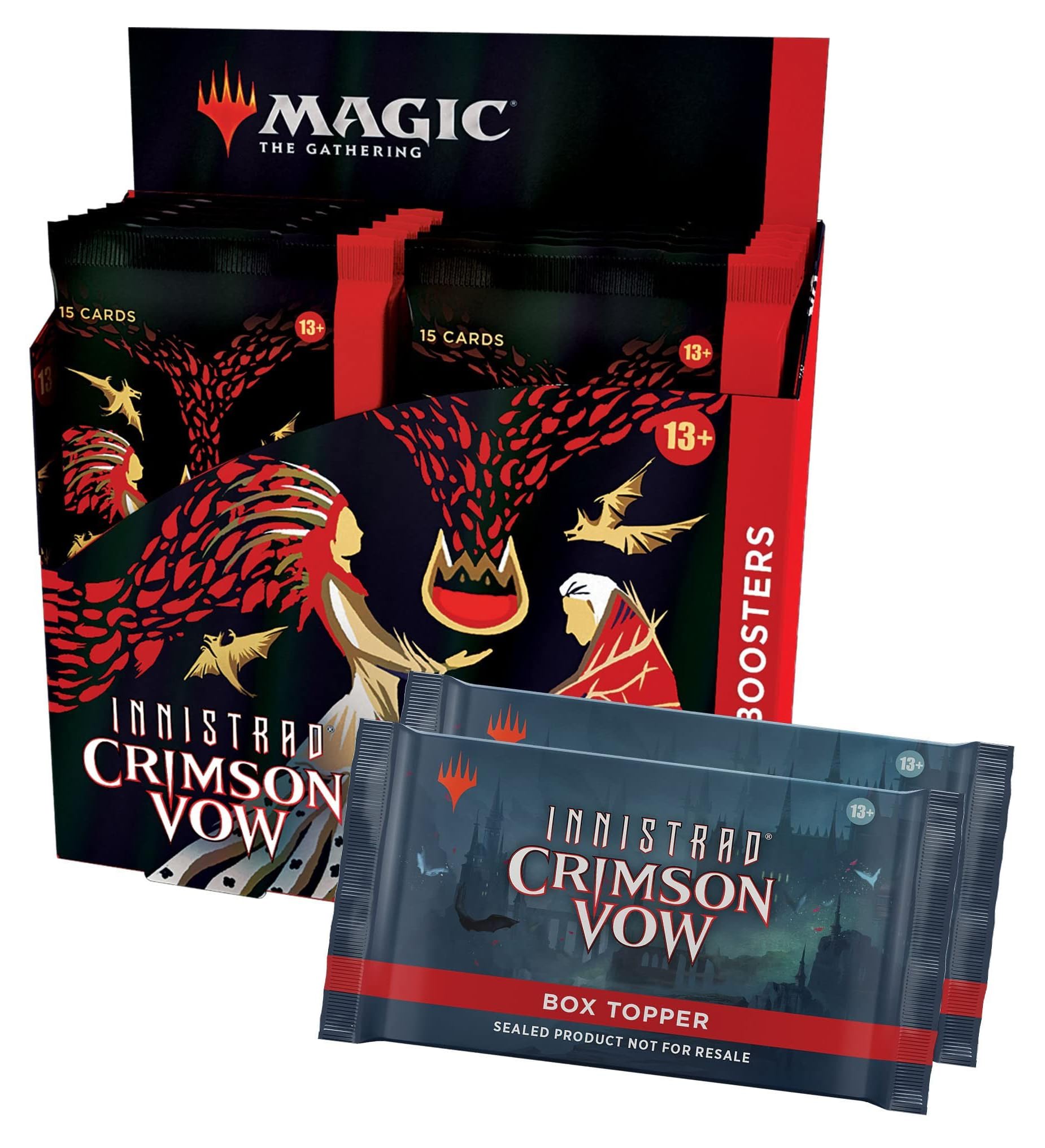 Magic: The Gathering Innistrad: Crimson Vow Collector Booster Box - 12 Packs + 2 Dracula Box Toppers (182 Cards) | MTG Booster Box for Collectors & Players | Perfect for Game Nights & Tournaments