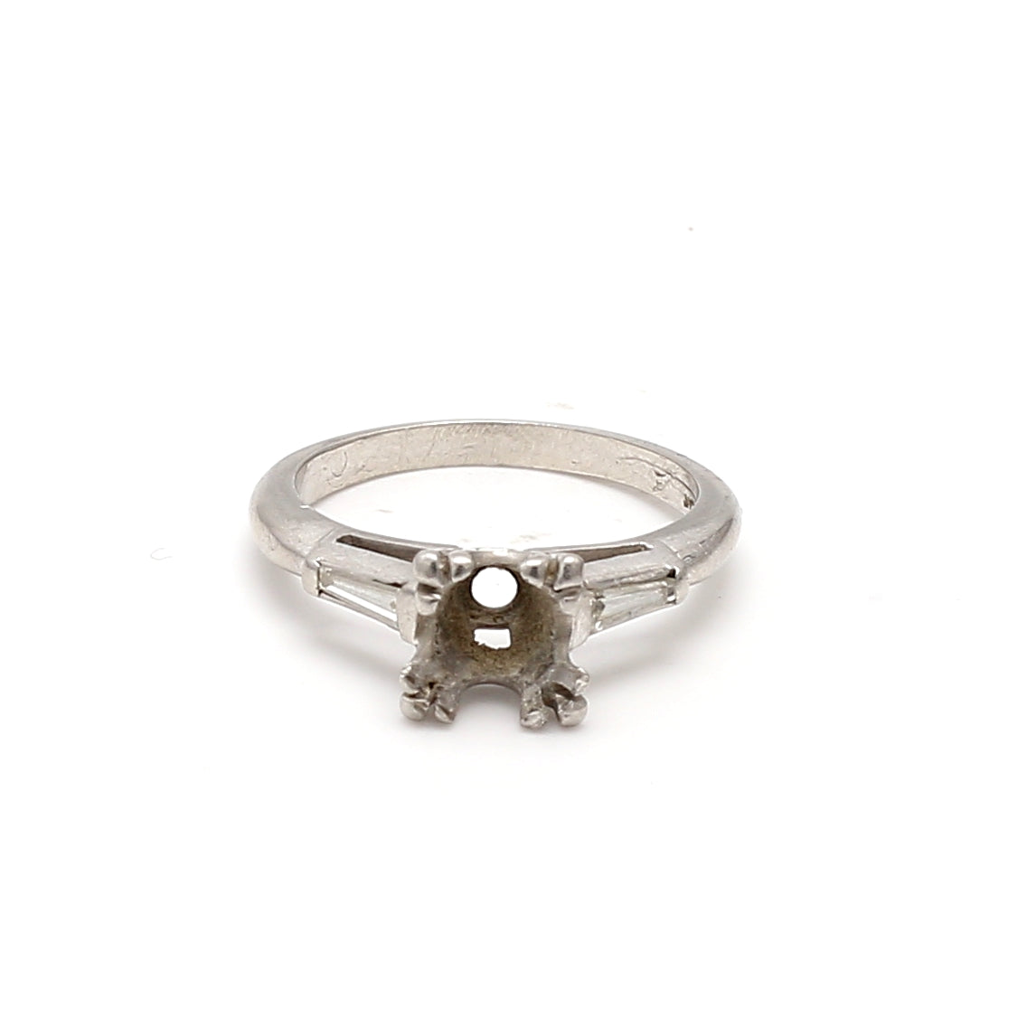 0.15 Carat Tapered Baguette H SI1 Diamond Platinum Semi Mount Ring - Elegant Engagement & Wedding Band for Women, Perfect for Proposals, Anniversaries and Special Occasions
