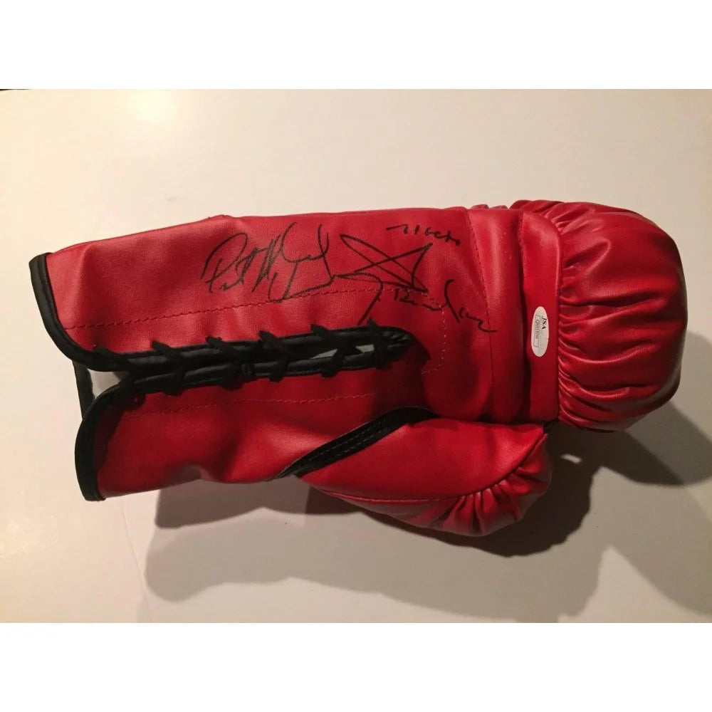 Authentic Floyd Mayweather, Freddie Roach & Michael Buffer Signed Boxing Glove with JSA COA - Collectible Memorabilia for Boxing Fans & Sports Enthusiasts - Perfect for Display in Man Cave, Sports Bar or Gift for Fight Fans
