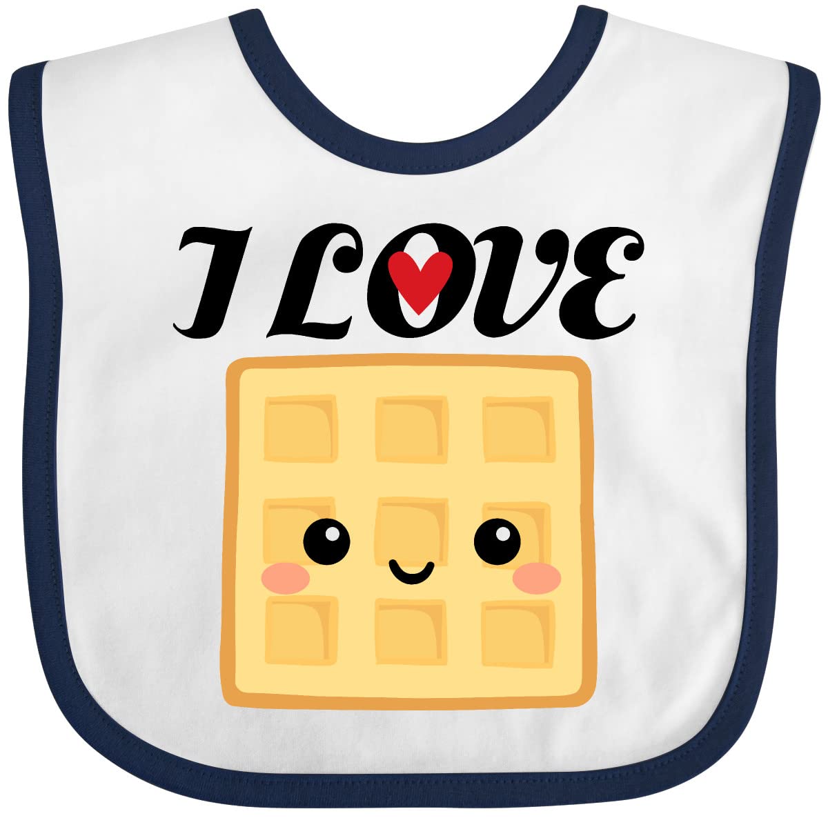 Inktastic Waffle Lover Baby Bib - Adorable I Love Waffles Design for Infants & Toddlers - Perfect for Breakfast, Brunch & Family Dining