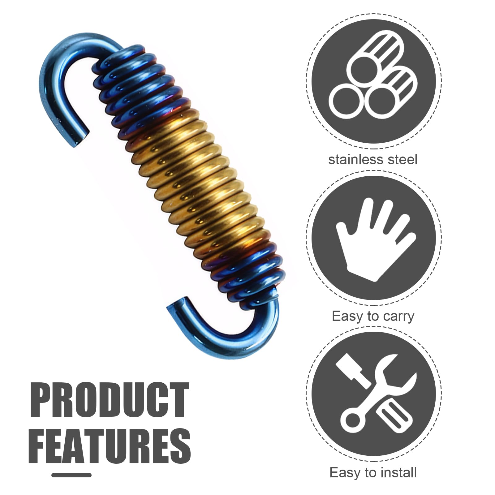 Stainless Steel Exhaust Pipe Spring Hook for Motorcycles, Scooters, ATVs - Durable Fastener for Muffler Repair