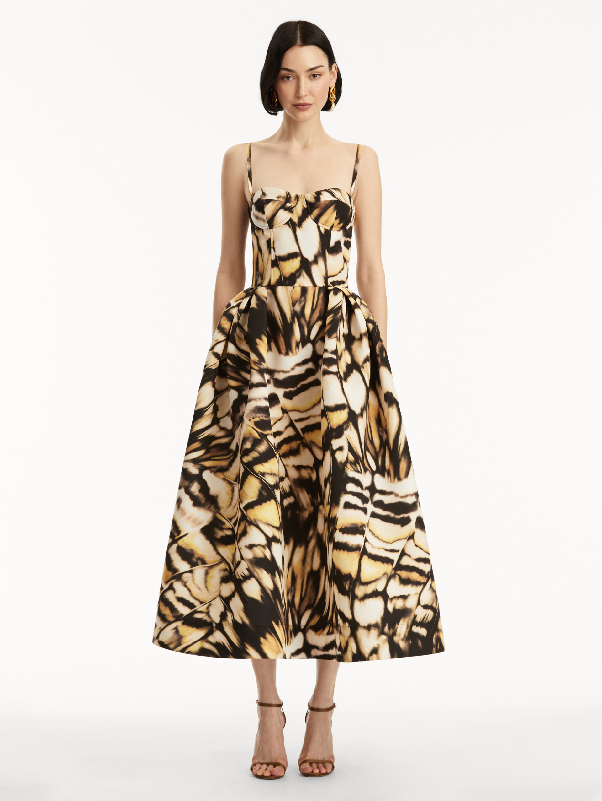 Elegant Abstract Butterfly Print Faille Dress for Women - Perfect for Weddings, Parties & Special Occasions