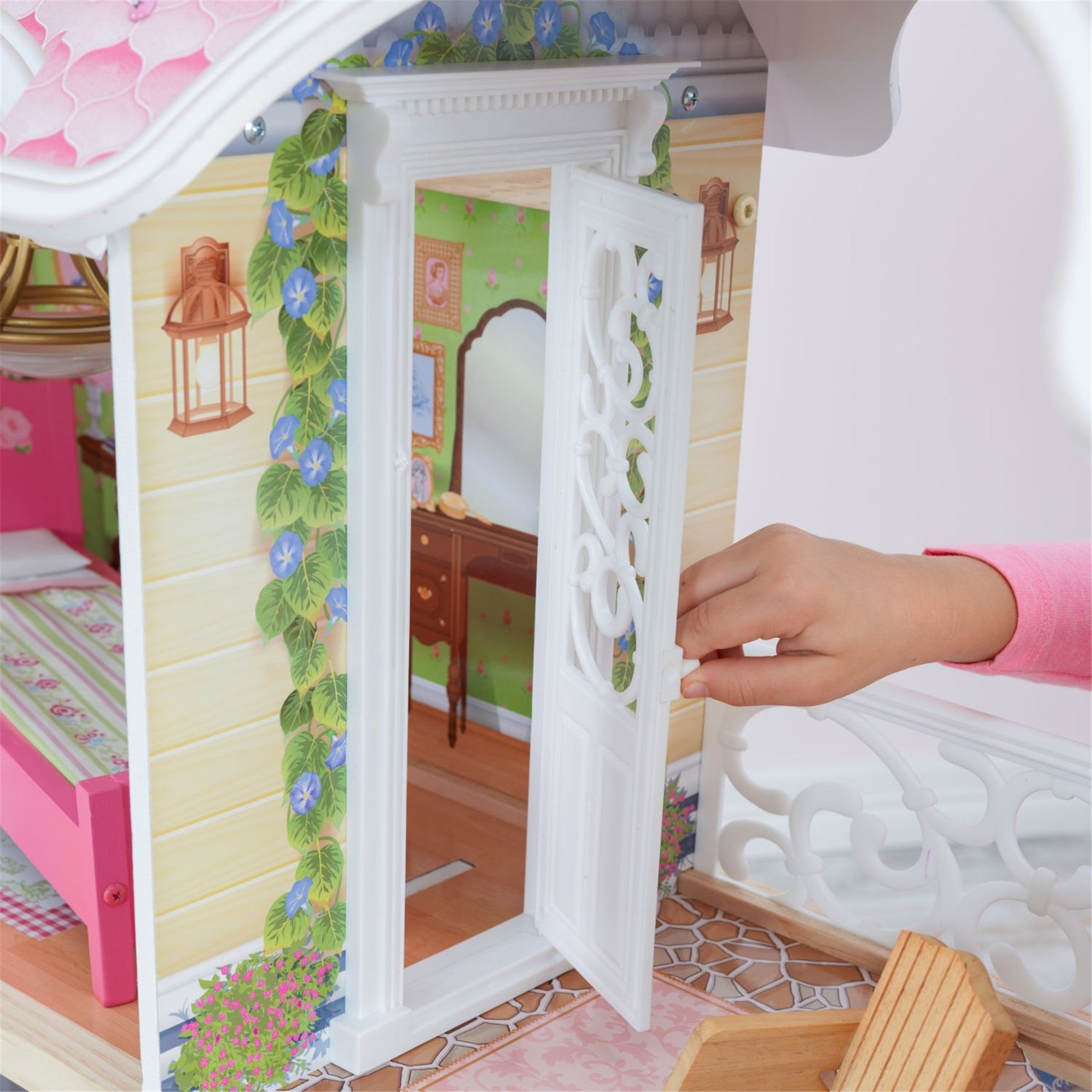 KidKraft Magnolia Mansion Dollhouse - Large Wooden Doll House with Furniture for Girls, Perfect for Pretend Play & Imaginative Fun | Great Gift for Ages 3+ | Playroom, Bedroom & Nursery Decor
