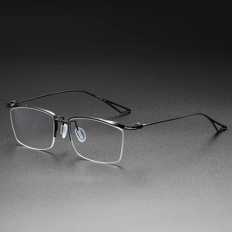 Aimee Unisex Semi-Rimless Square Browline Titanium Eyeglasses Frame 3817 - Lightweight & Durable Glasses for Work, Reading, and Fashion Accessories