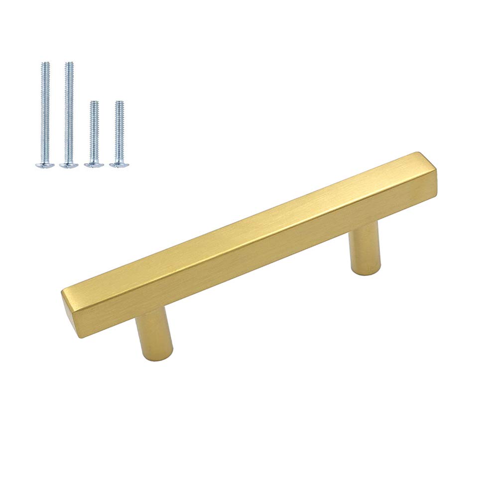 HD1212GD Gold Cabinet Handles - 10 Pack Brass Drawer Pulls for Kitchen Cabinets (2-1/2in Hole Centers) | Premium Cabinet Hardware for Modern Home & Office Renovation