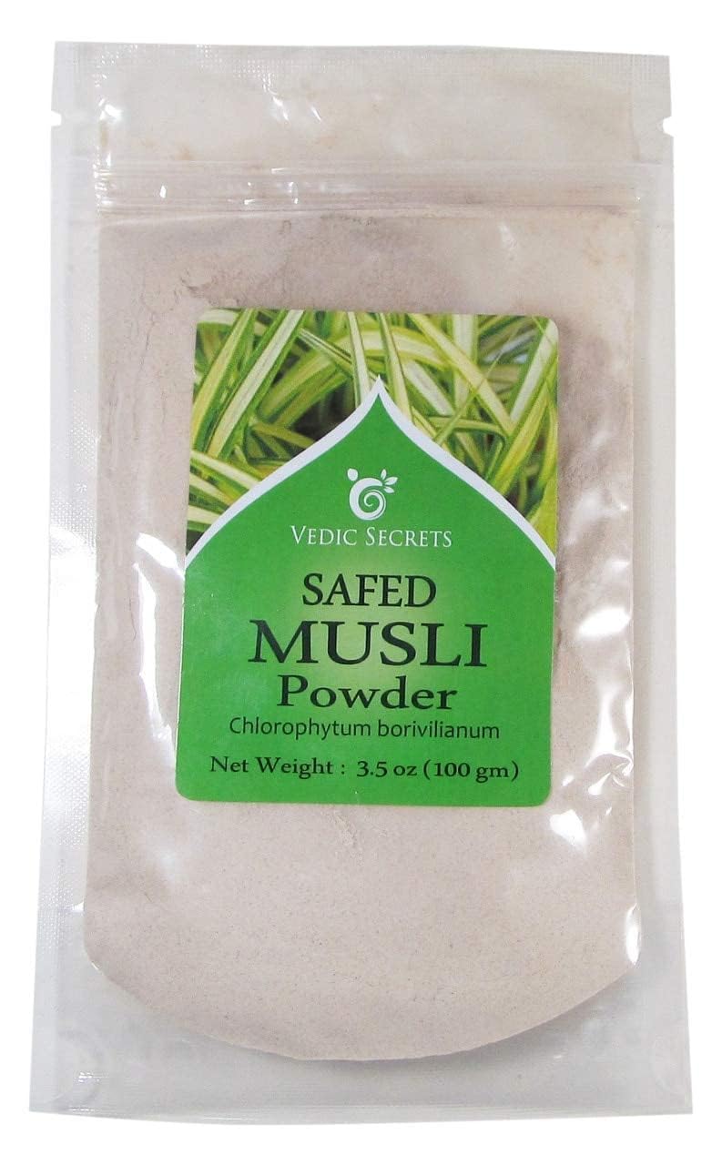 Vedic Secrets Safed Musli Powder 3.5 oz - 100% Natural Ayurvedic Herbal Supplement for Energy & Vitality - Perfect for Smoothies, Tea & Wellness Routines