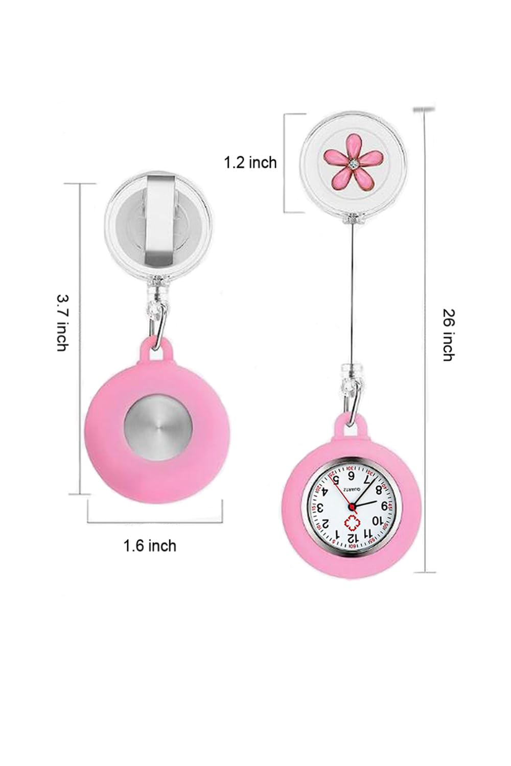 Retractable Nurse Watch Clip - Quartz Medical Watch with Second Hand for Doctors & Nurses | Ideal for Hospital Shifts, Clinical Work & Healthcare Professionals