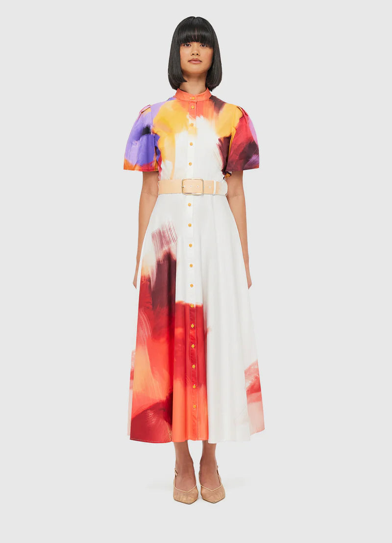 Bianca Short Sleeve Midi Dress - Floral Reminiscence Print Summer Dress for Women | Perfect for Beach Vacations, Date Nights & Casual Outings