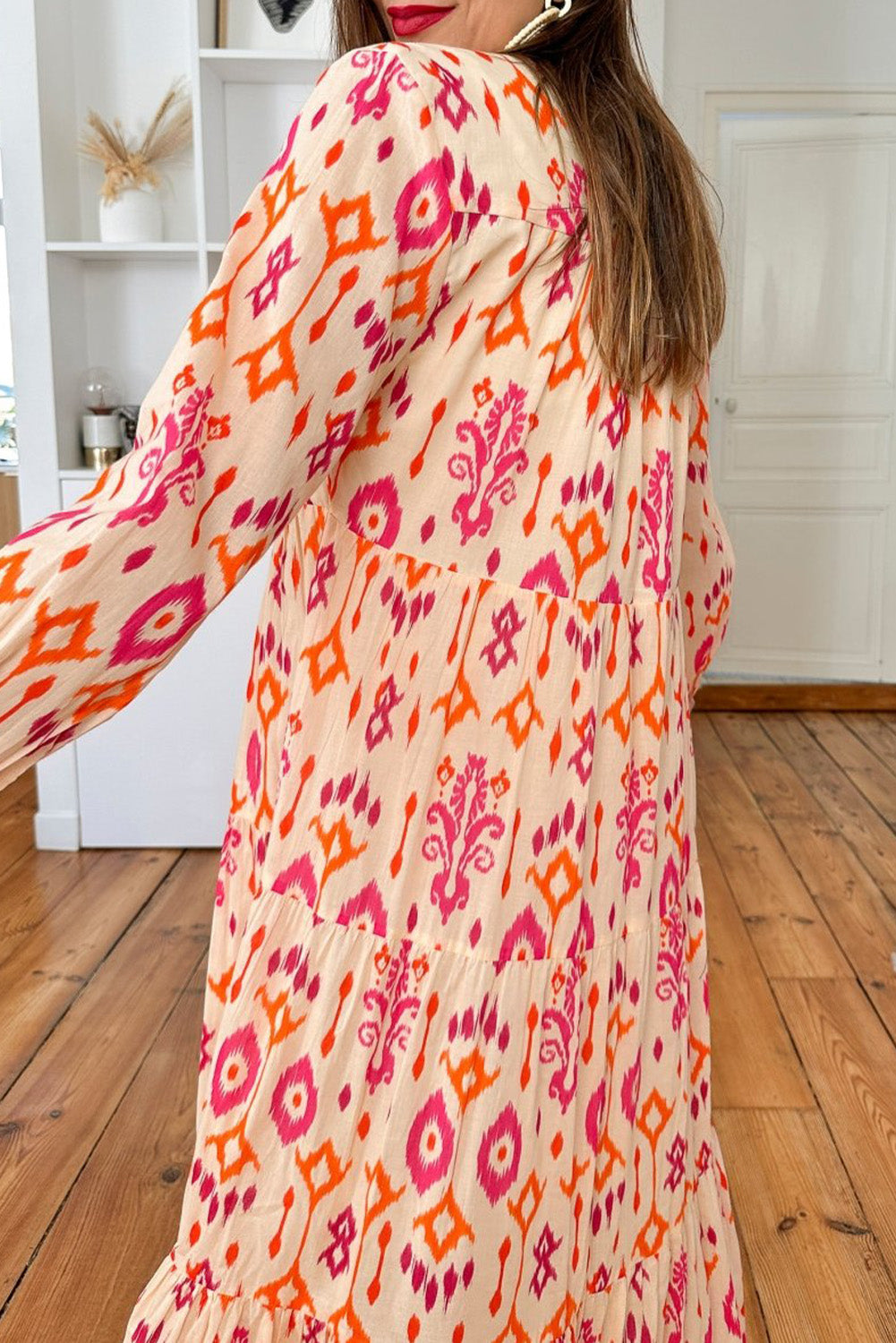 Stylish Western Abstract Geometric Printed Maxi Dress for Women - Perfect for Summer Vacations, Beach Parties & Boho Fashion