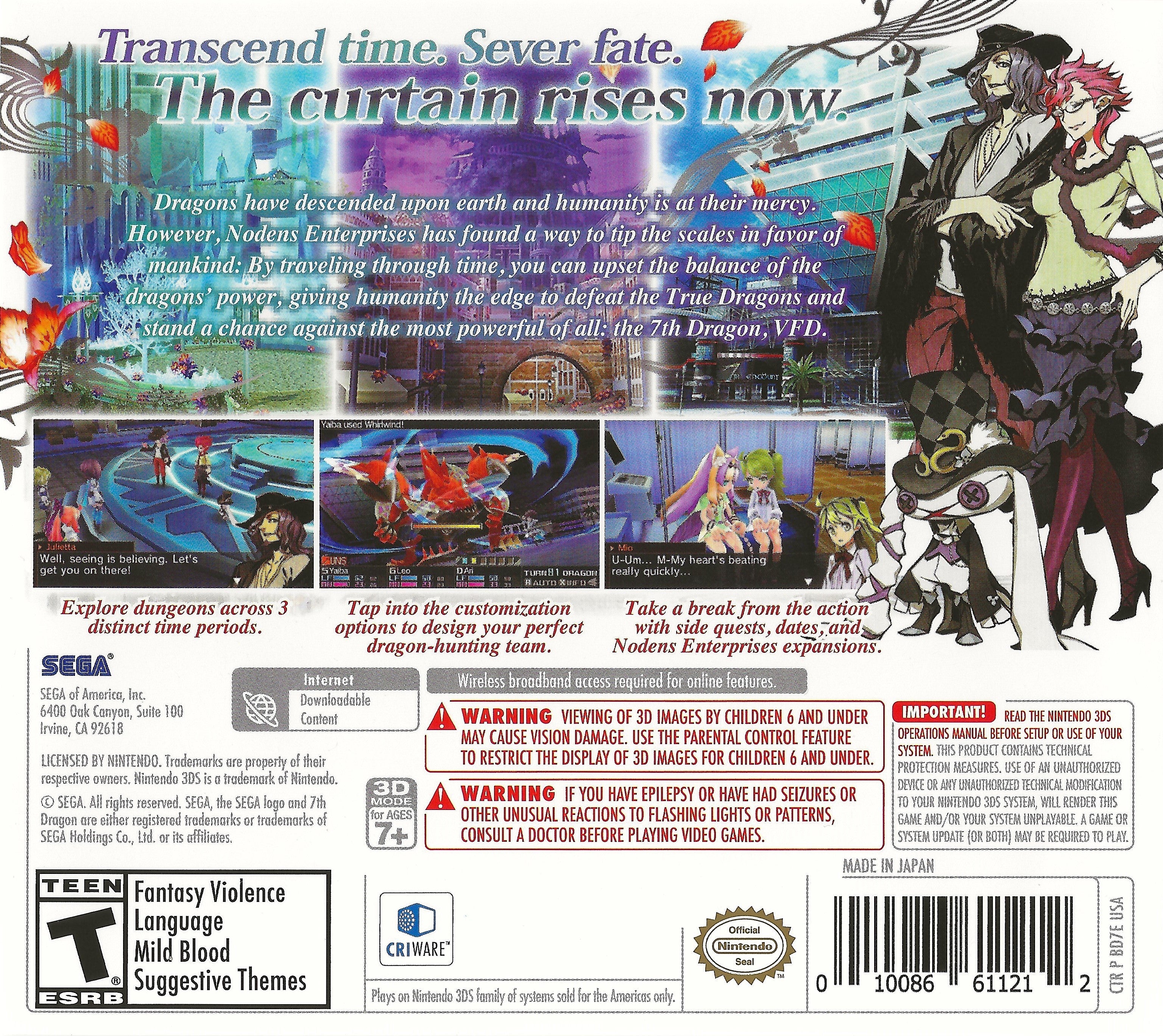 7th Dragon III Code: VFD - Nintendo 3DS JRPG Adventure Game | Epic Fantasy Storyline & Turn-Based Combat | Perfect for Anime & RPG Fans