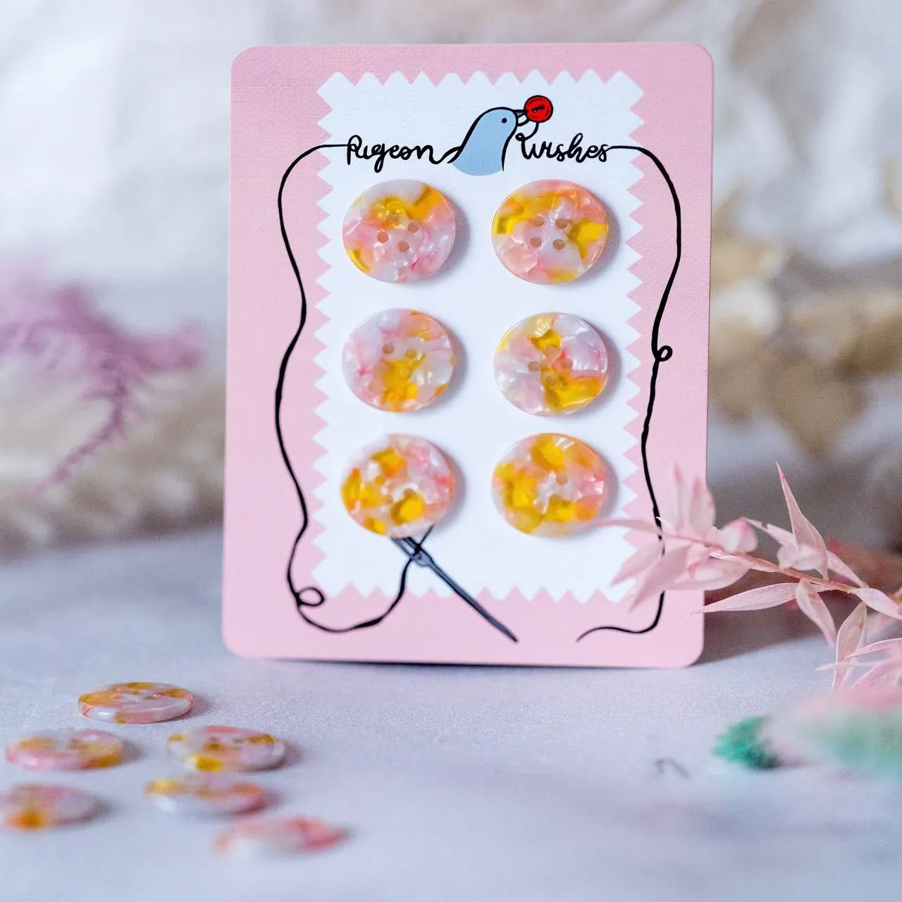 Pack of 6 Fanciful 25mm Buttons for DIY Crafts, Sewing Projects & Clothing Accessories
