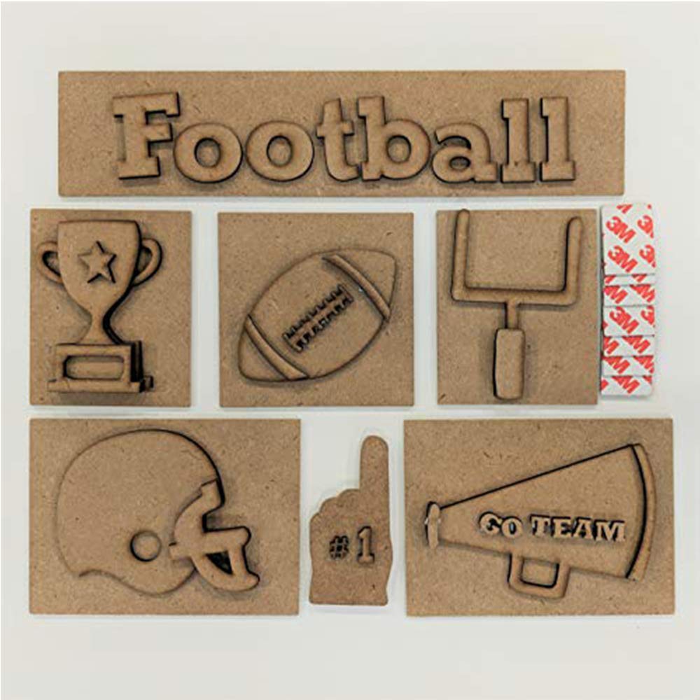 DIY Football Shadow Box Cutout Inserts with Self-Adhesive Magnets - Home Decor Craft Kit for Sports Fans, Man Cave & Game Room Decorations - Perfect for DIY Wall Art, Gift Ideas & Football Themed Parties