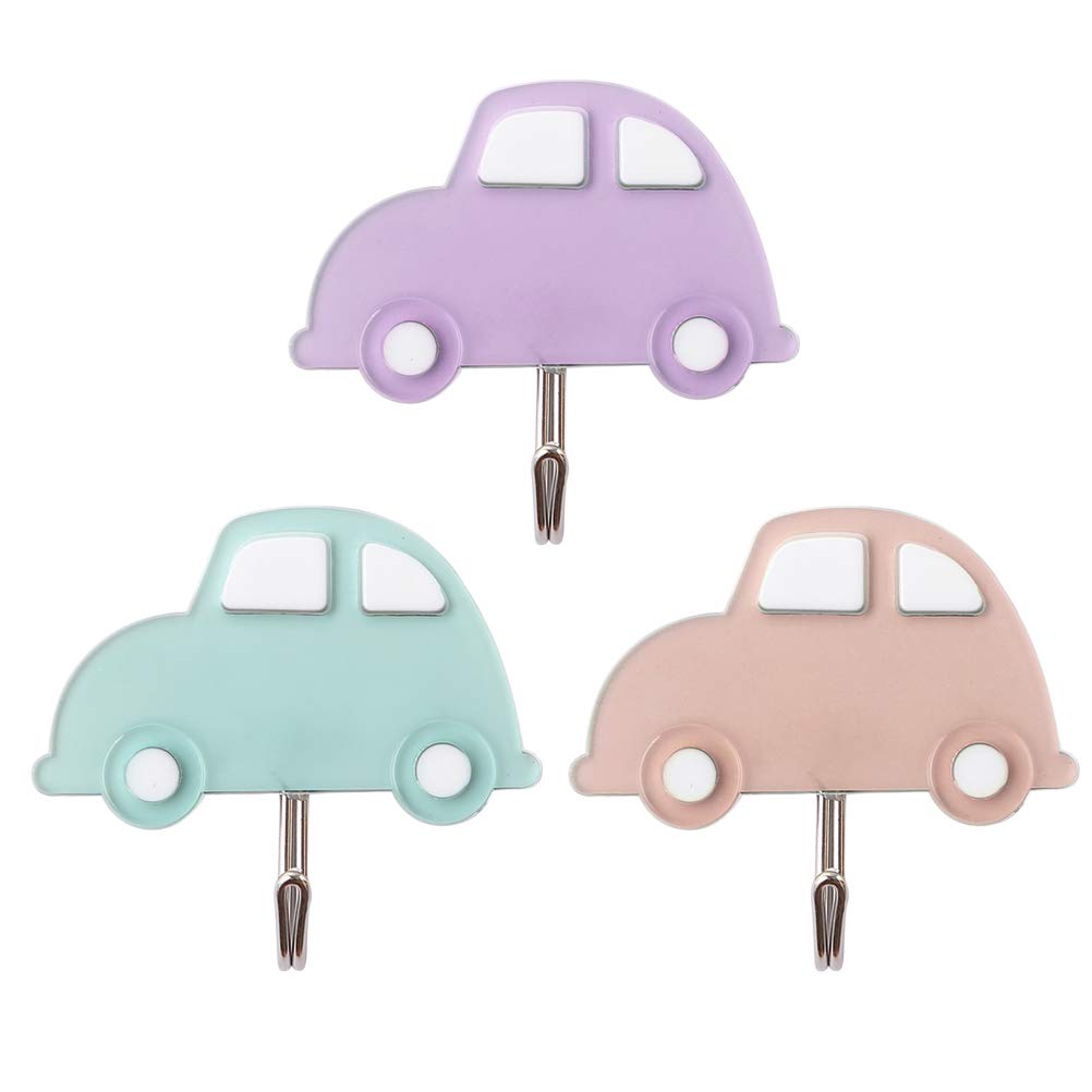 Cabilock 3PCS Mushroom Wall Hooks - Adhesive Single Prong Plastic Hangers for Bedroom, Bathroom & Office Decor - Cute Home Organization Solution (Random Color) | Perfect for Hanging Keys, Towels, Robes & Small Decor Items
