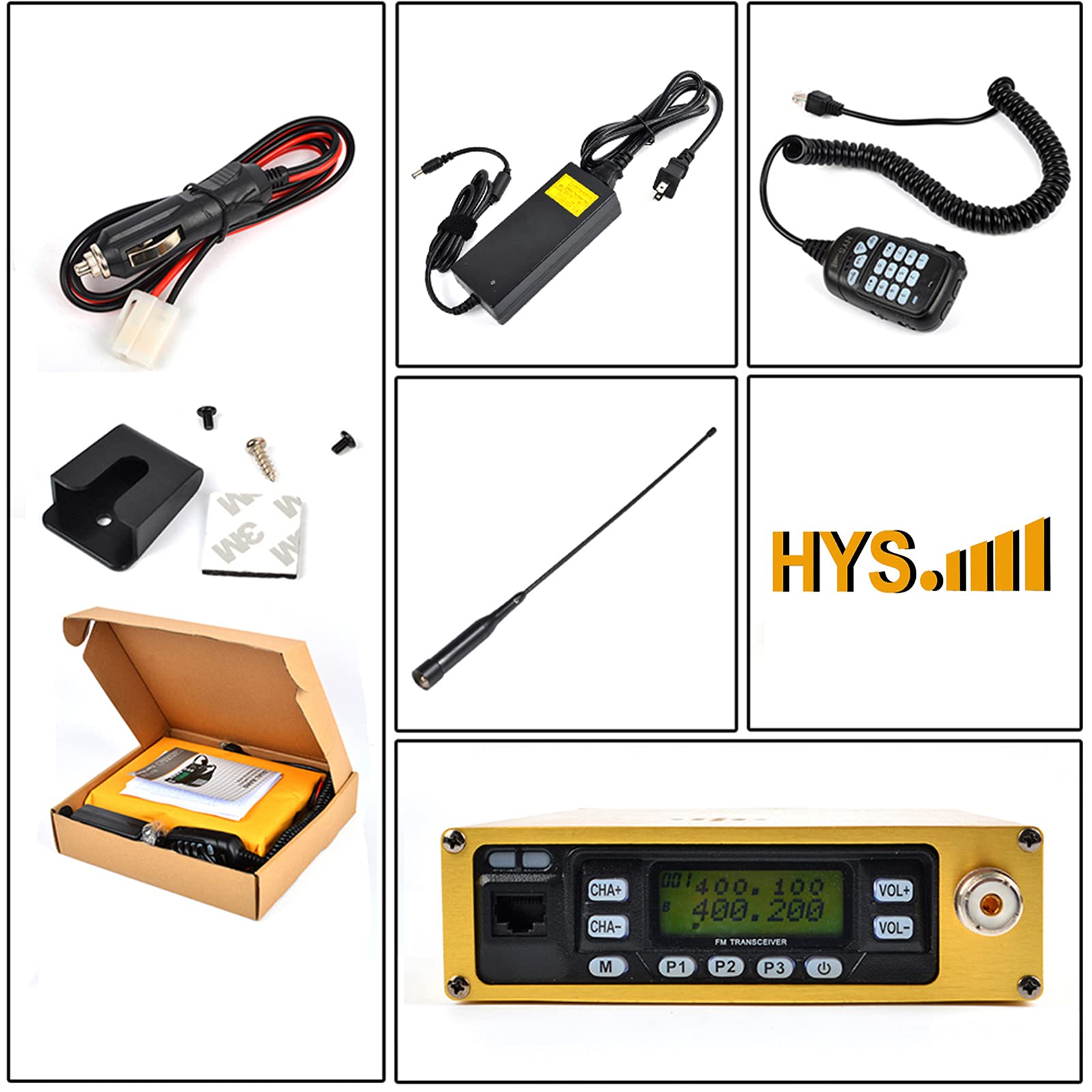 HYS Dual Band VHF UHF Mobile Ham Radio Transceiver with 12000mAh Battery, Programming Cable & Antenna Adapter - Complete Amateur Radio Kit for Emergency Communication, Off-Road Adventures & Field Operations