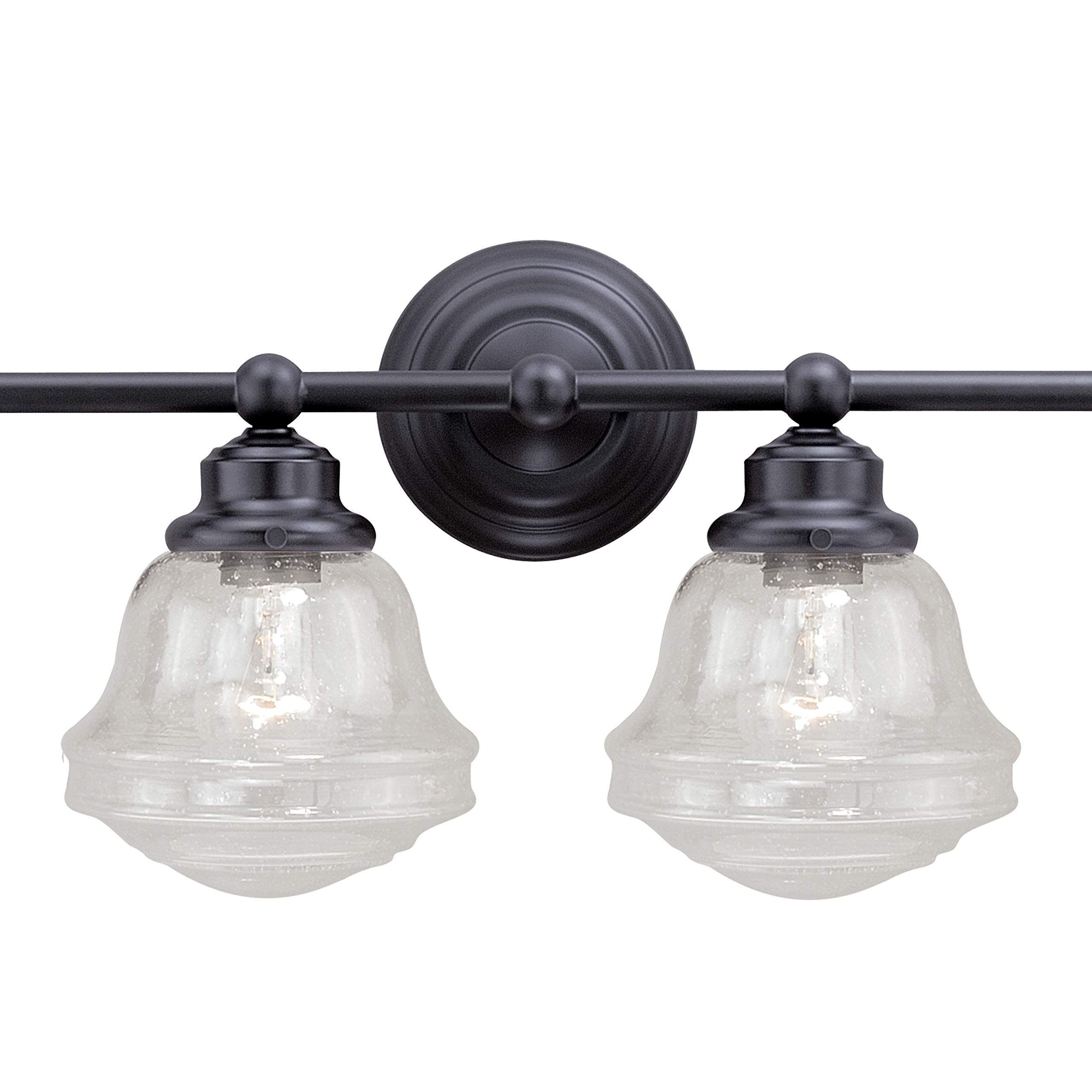 4-Light Bronze Farmhouse Schoolhouse Bathroom Vanity Light Fixture - Vintage Style Lighting for Bathroom, Powder Room & Dressing Area